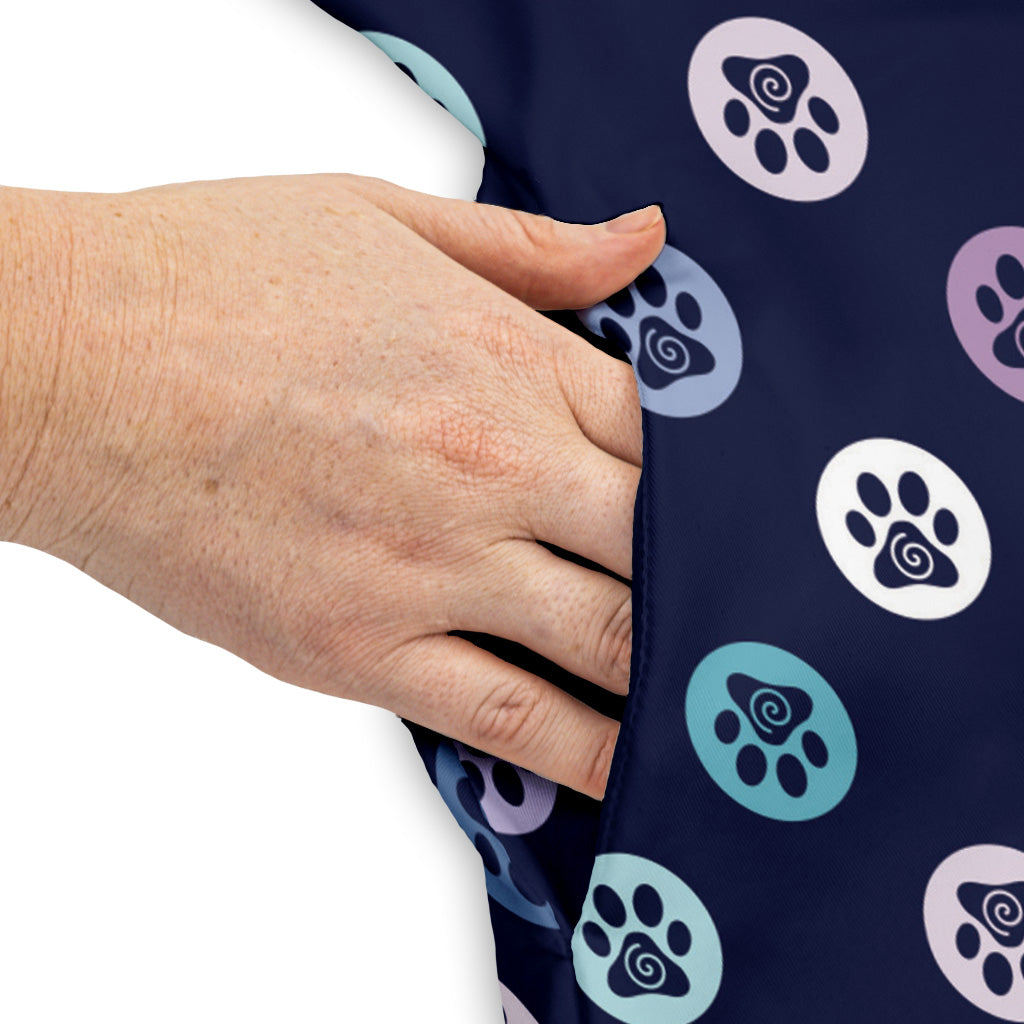 Paw Print Polka Dots Blue Sleeveless Dress Pocket