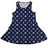 Paw Print Polka Dots Blue Sleeveless Dress front