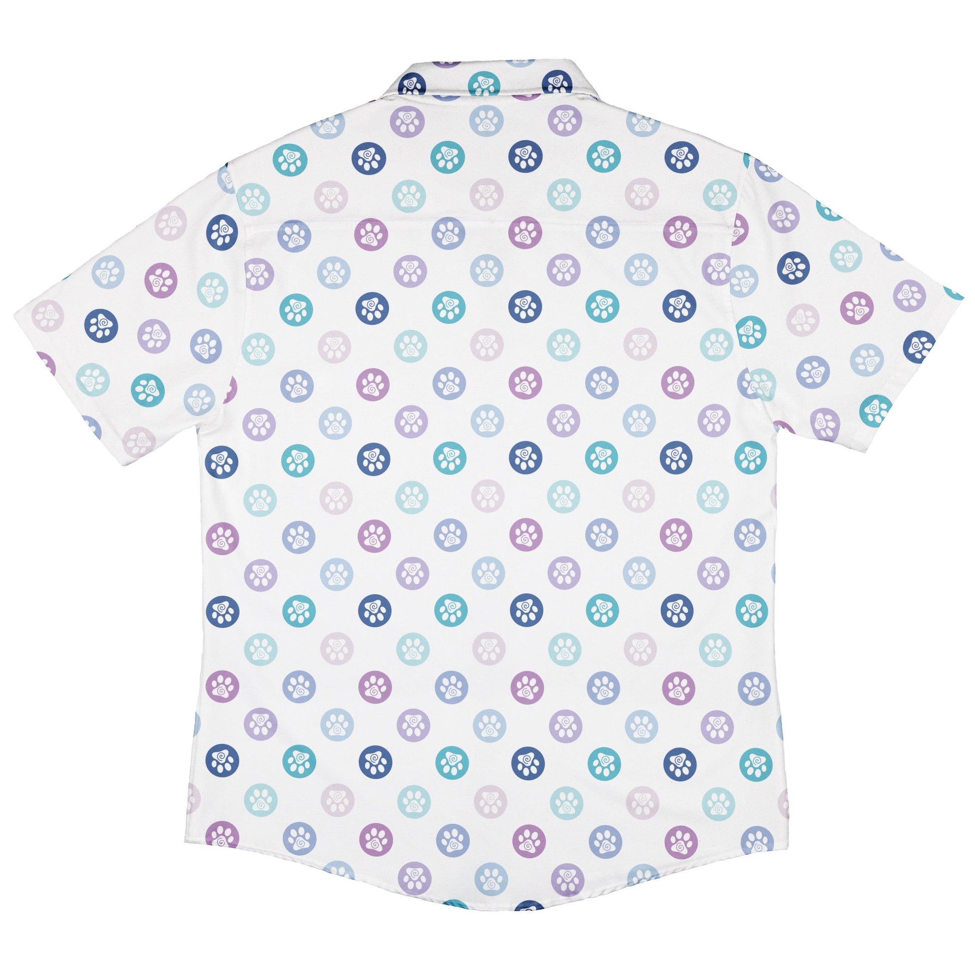 Paw Print Polka Dots White Button Up Shirt Back