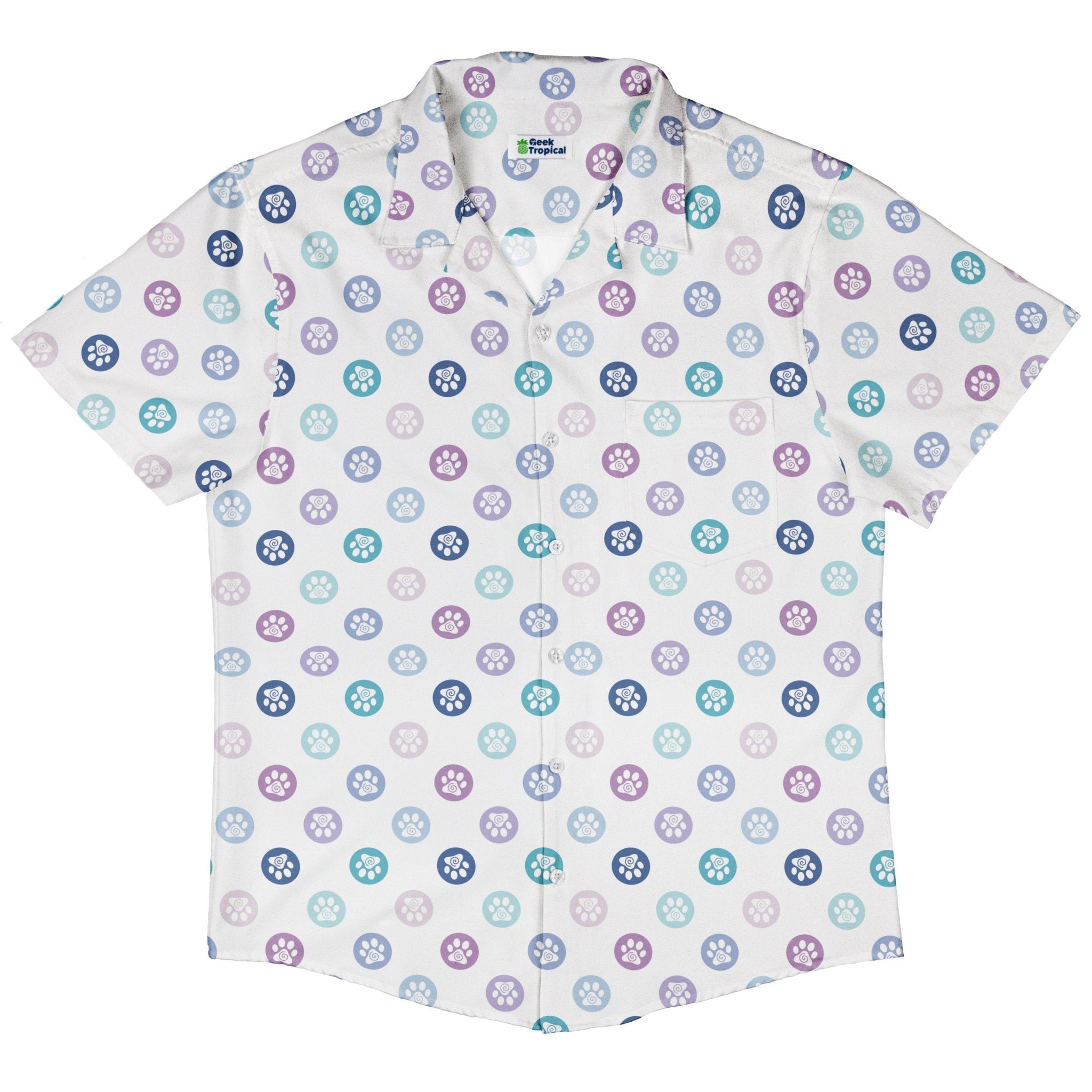 Paw Print Polka Dots White Button Up Shirt 5