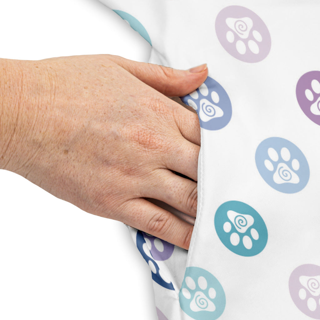 Paw Print Polka Dots White Sleeveless Dress Pocket