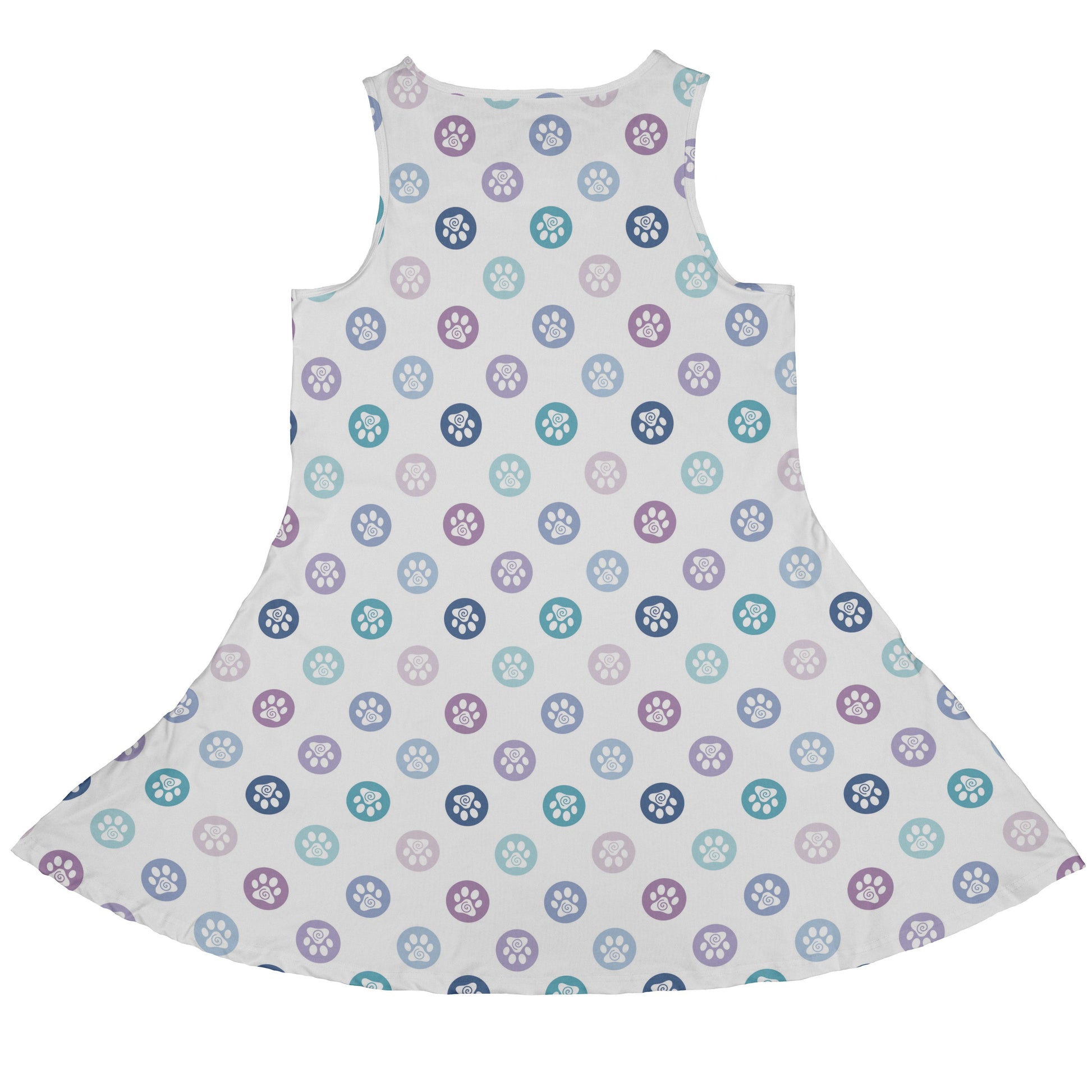 Paw Print Polka Dots White Sleeveless Dress back