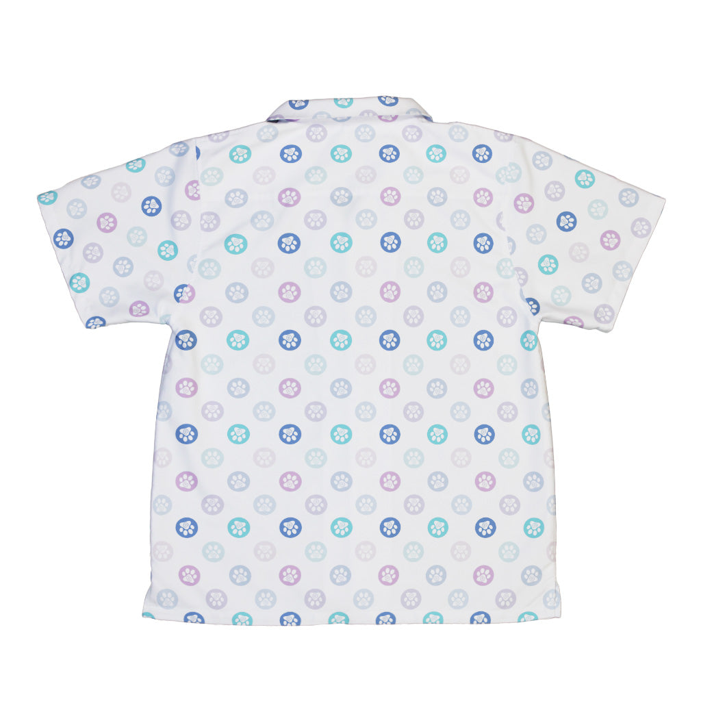 Paw Print Polka Dots White Youth Hawaiian Shirt Back