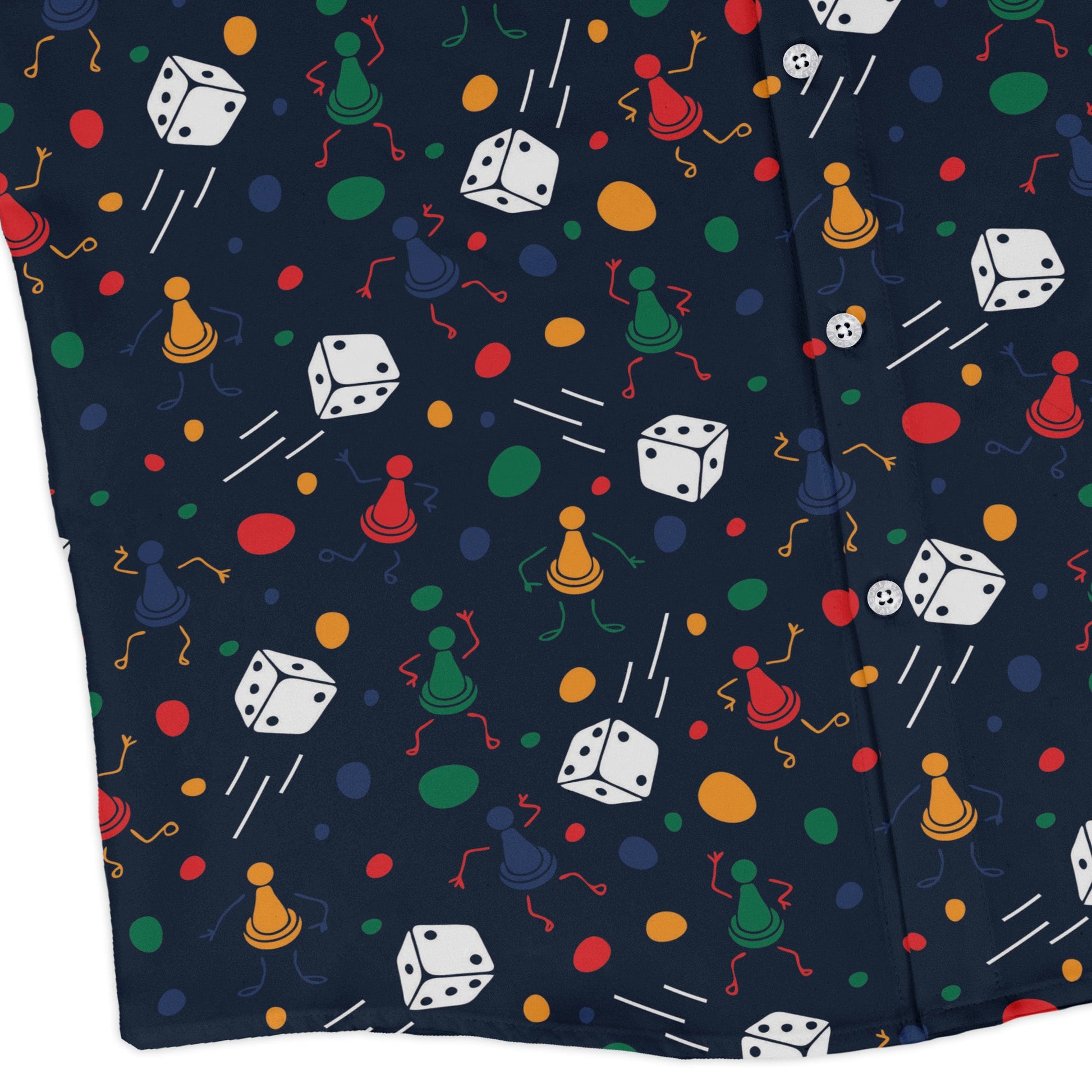 Pawn Party Blue Board Game Long Sleeve Button Up Shirt Geek Nerd adult sizing board game print FLOW DESC WRITING
