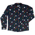 Pawn Party Blue Board Game Long Sleeve Button Up Shirt Geek Nerd adult sizing board game print FLOW DESC WRITING