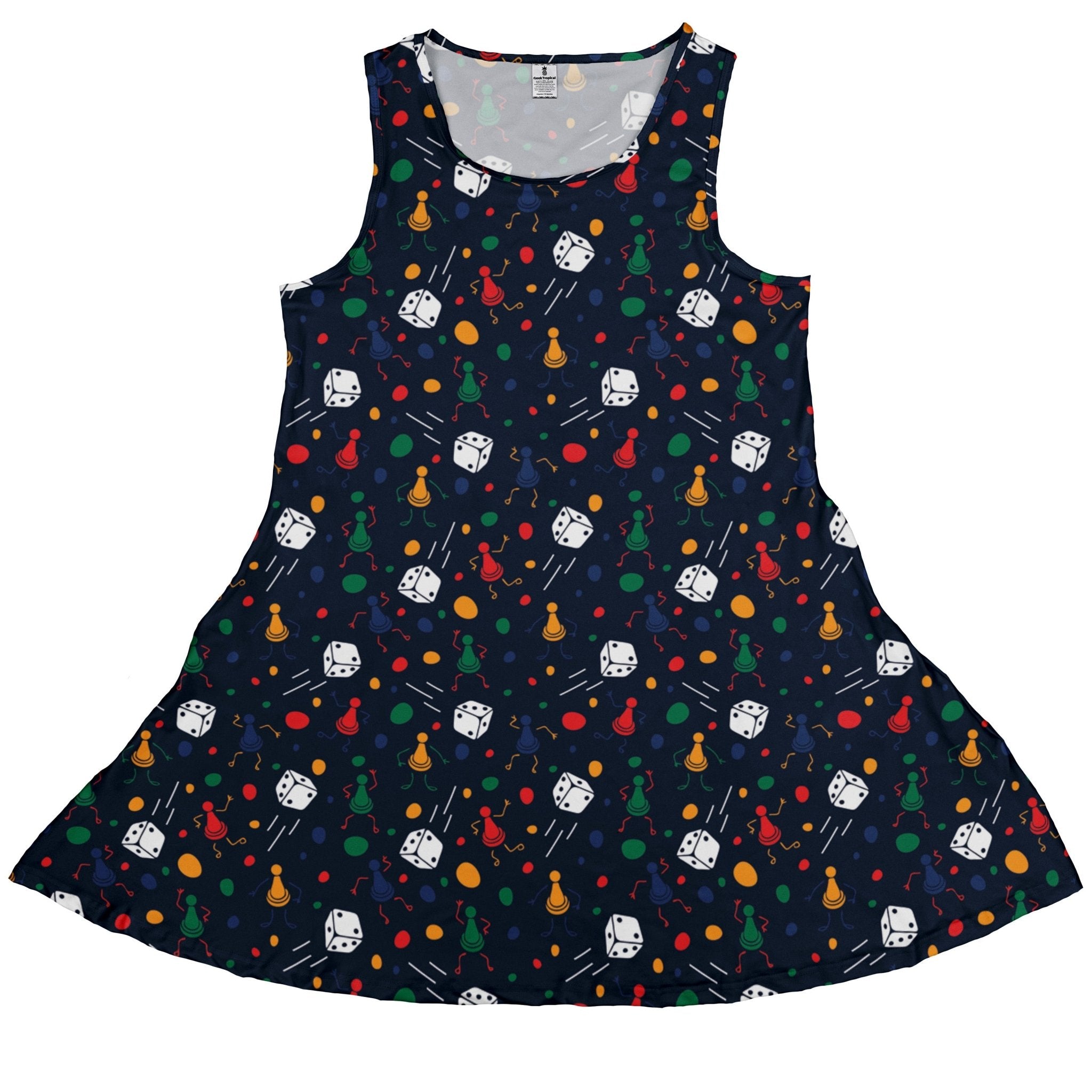 Pawn Party Blue Board Game Dress Geek Nerd board game print lx - C