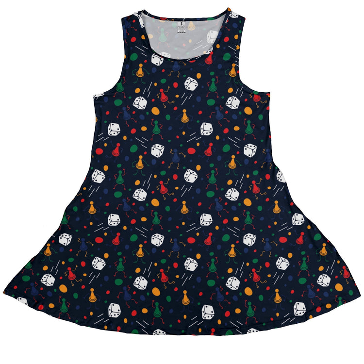 Pawn Party Blue Board Game Dress Geek Nerd board game print lx - C