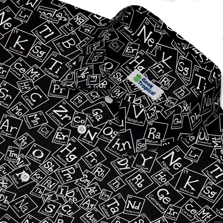 Periodic Table BW Button Up Shirt Geek Nerd adult sizing Design by Julie Kitzes q225