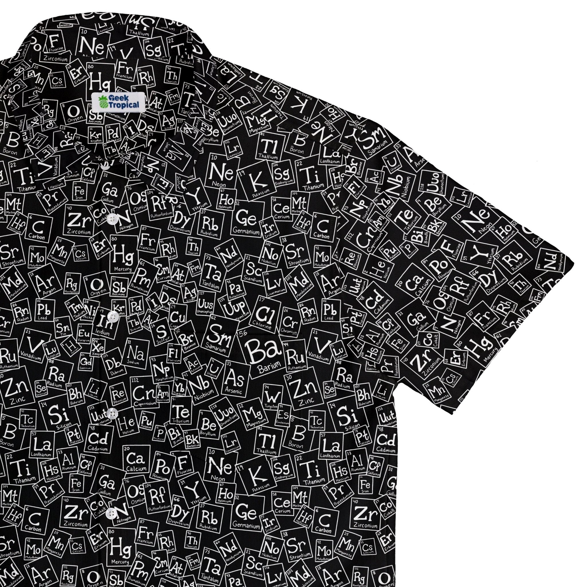Periodic Table BW Button Up Shirt Geek Nerd adult sizing Design by Julie Kitzes q225