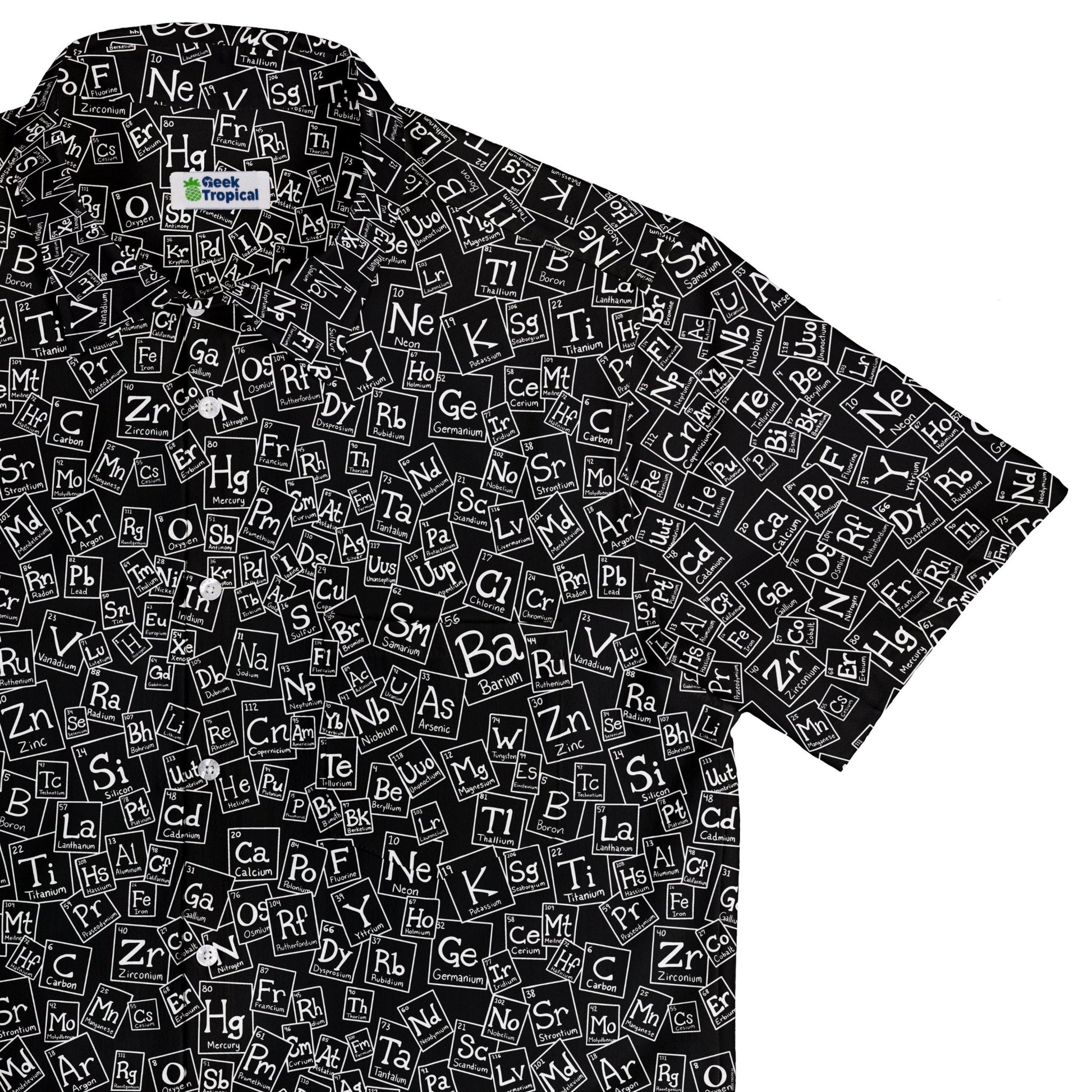 Periodic Table BW Button Up Shirt Geek Nerd adult sizing Design by Julie Kitzes q225