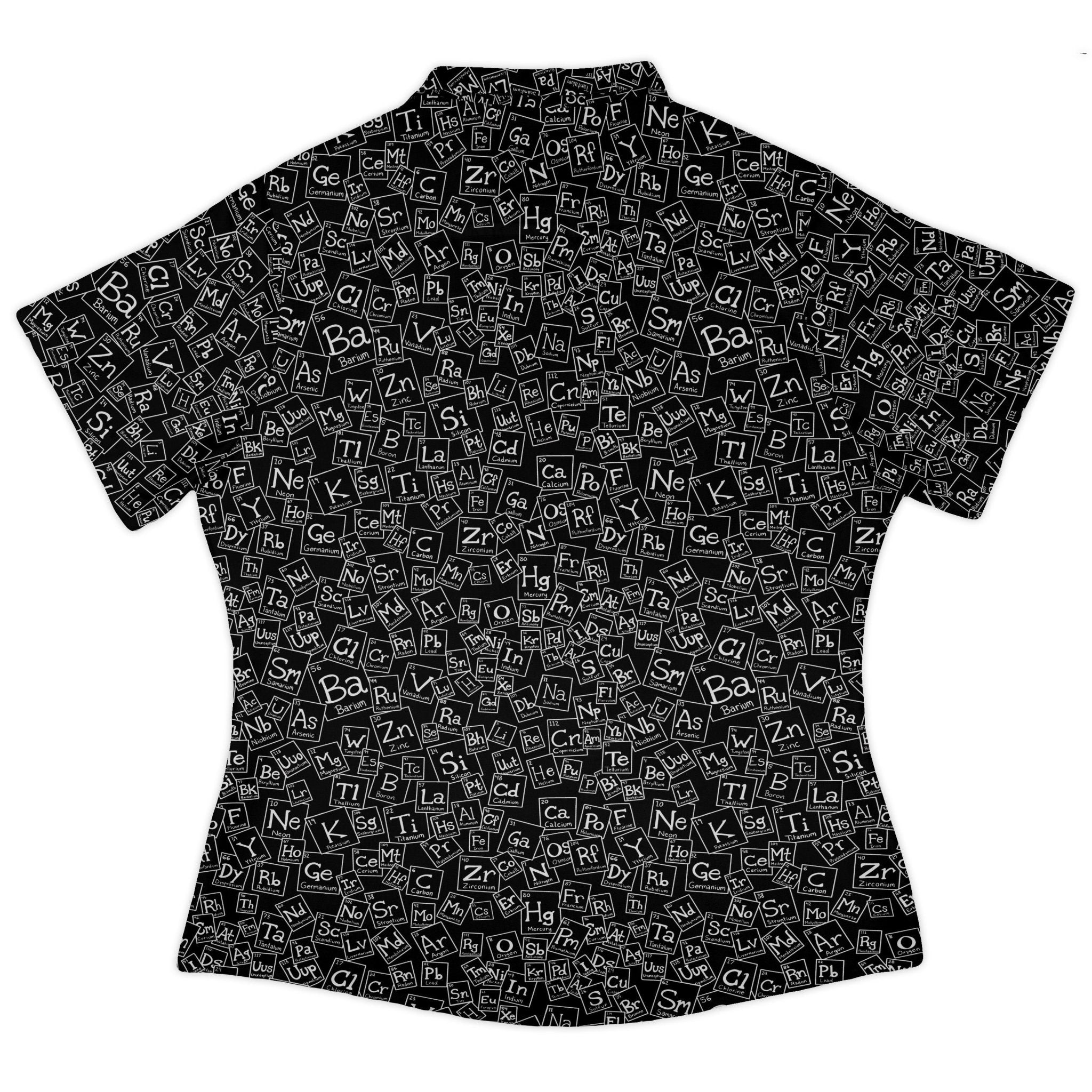 Periodic Table BW Curvy Button Up Shirt Geek Nerd Design by Julie Kitzes q225 science print