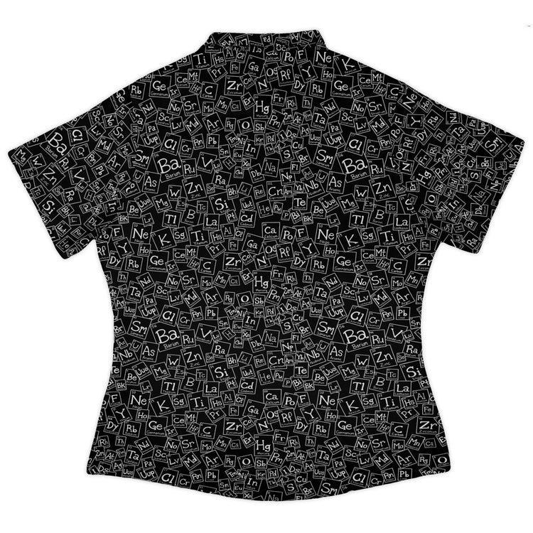 Periodic Table BW Curvy Button Up Shirt Geek Nerd Design by Julie Kitzes q225 science print