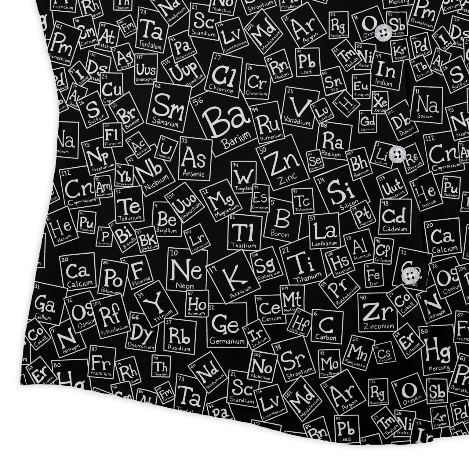 Periodic Table BW Curvy Button Up Shirt Geek Nerd Design by Julie Kitzes q225 science print