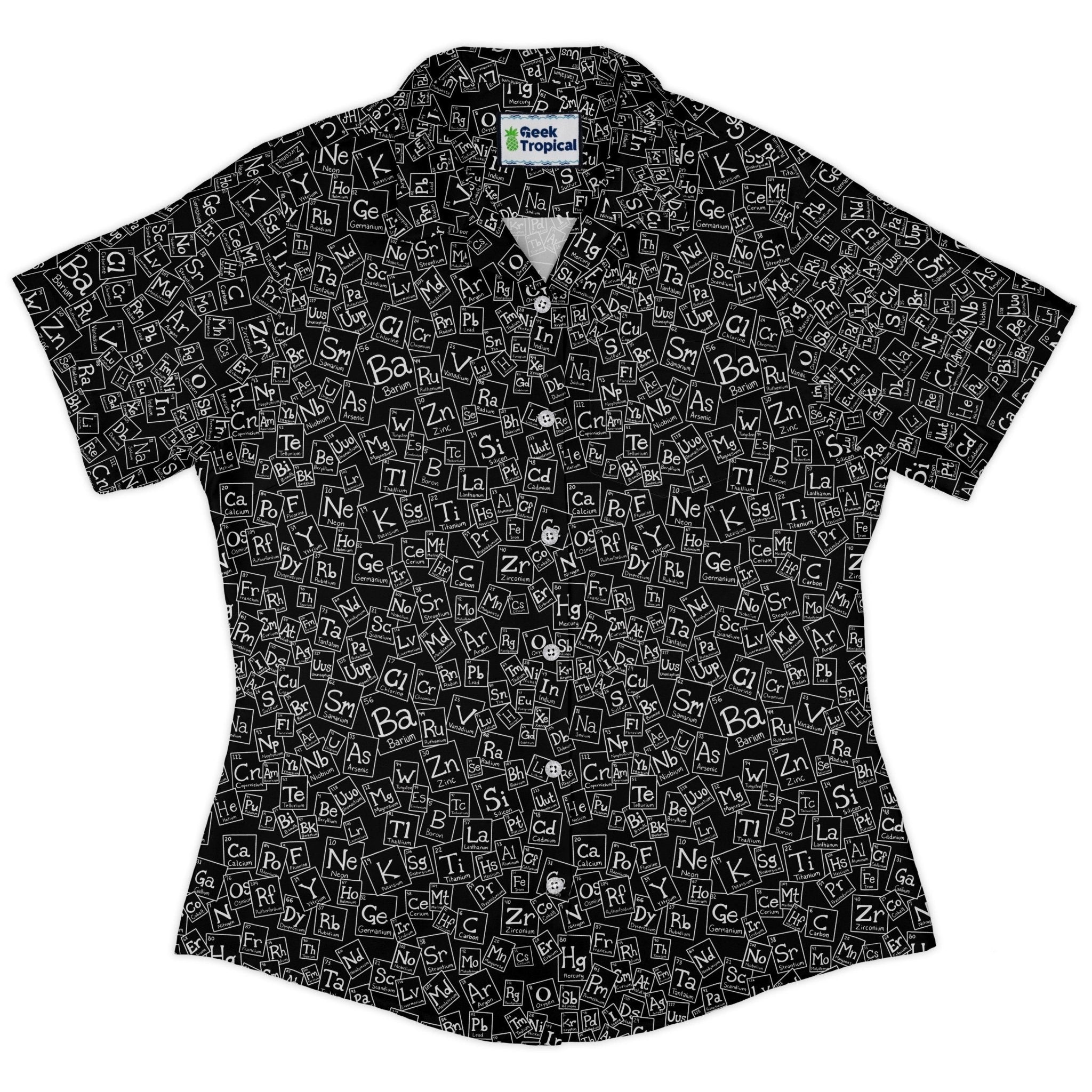 Periodic Table BW Curvy Button Up Shirt Geek Nerd Design by Julie Kitzes q225 science print