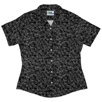 Periodic Table BW Curvy Button Up Shirt Geek Nerd Design by Julie Kitzes q225 science print