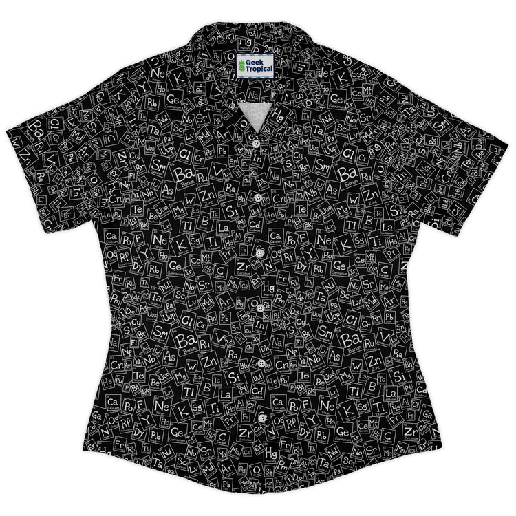 Periodic Table BW Curvy Button Up Shirt Geek Nerd Design by Julie Kitzes q225 science print