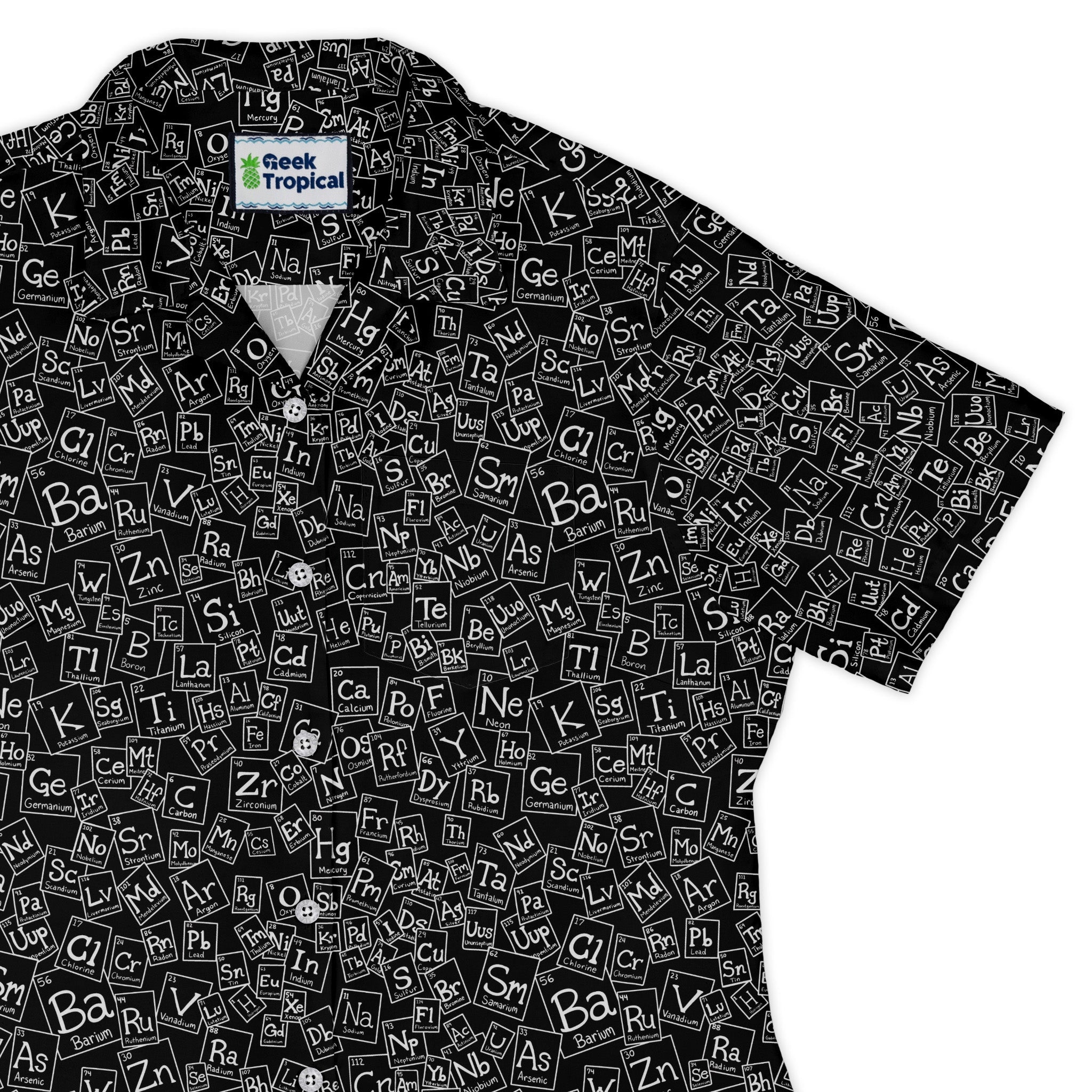 Periodic Table BW Curvy Button Up Shirt Geek Nerd Design by Julie Kitzes q225 science print