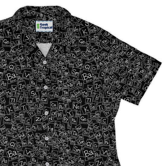 Periodic Table BW Curvy Button Up Shirt Geek Nerd Design by Julie Kitzes q225 science print