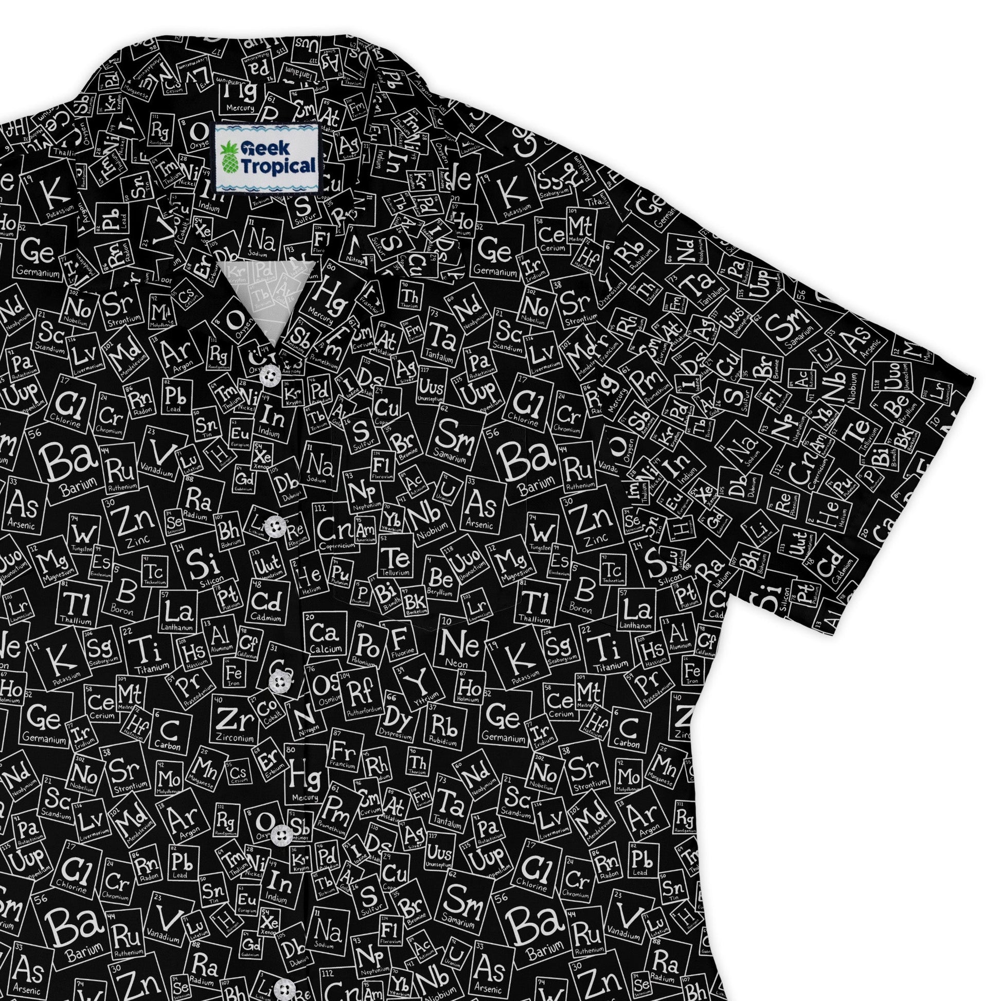 Periodic Table BW Curvy Button Up Shirt Geek Nerd Design by Julie Kitzes q225 science print