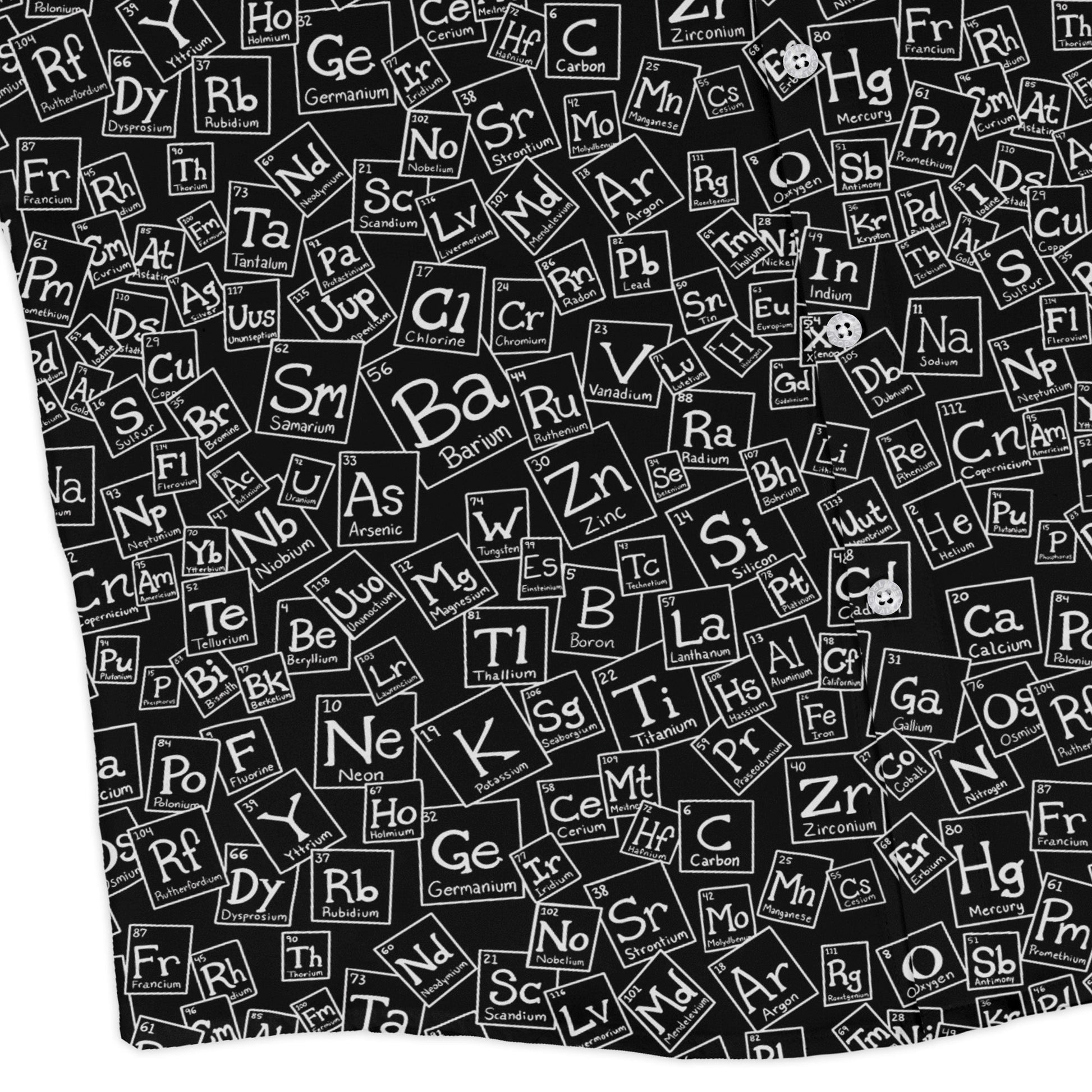 Periodic Table BW Long Sleeve Button Up Shirt Geek Nerd adult sizing Design by Julie Kitzes FLOW DESC WRITING