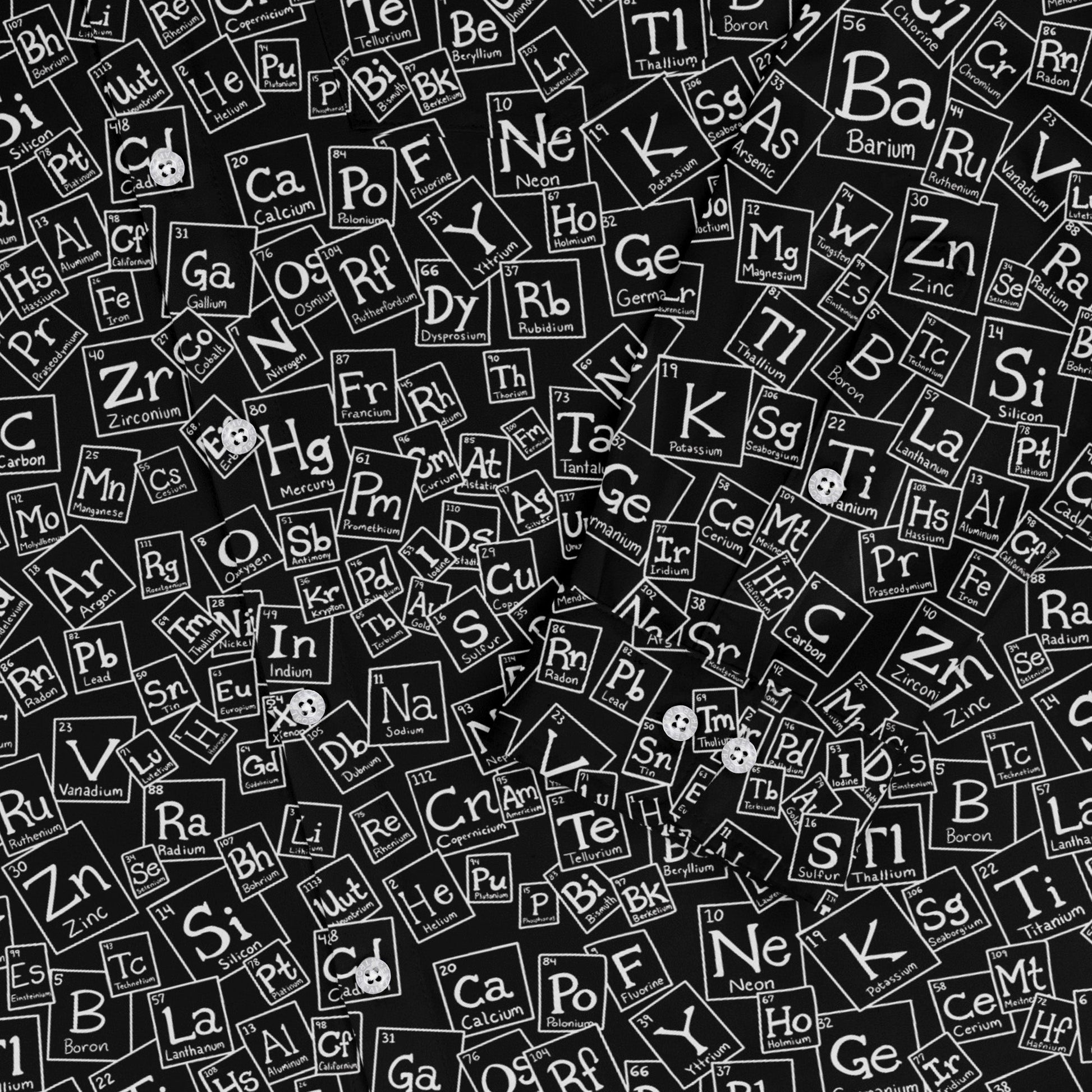 Periodic Table BW Long Sleeve Button Up Shirt Geek Nerd adult sizing Design by Julie Kitzes FLOW DESC WRITING