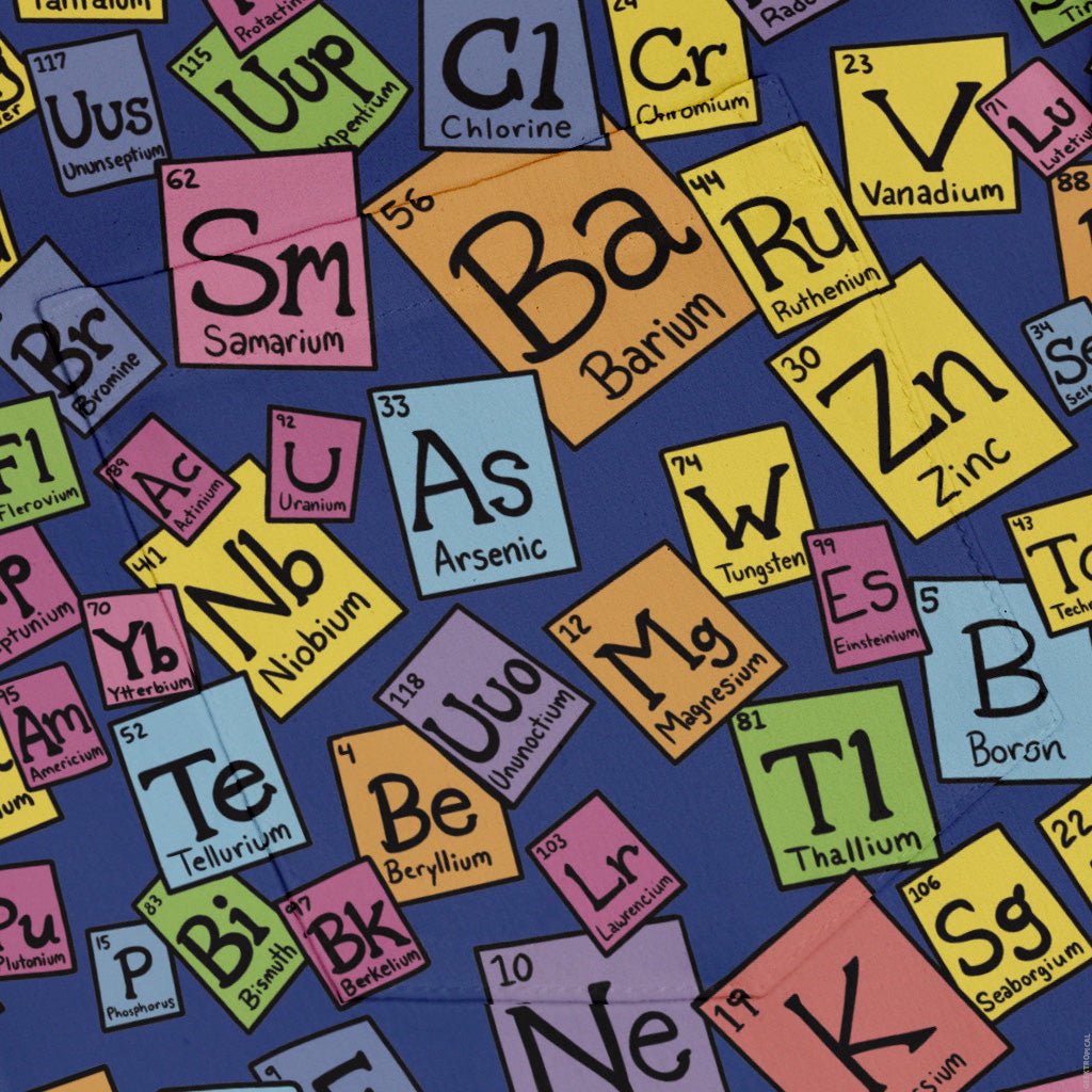 Periodic Table Blue Button Up Shirt Geek Nerd adult sizing Design by Julie Kitzes q225