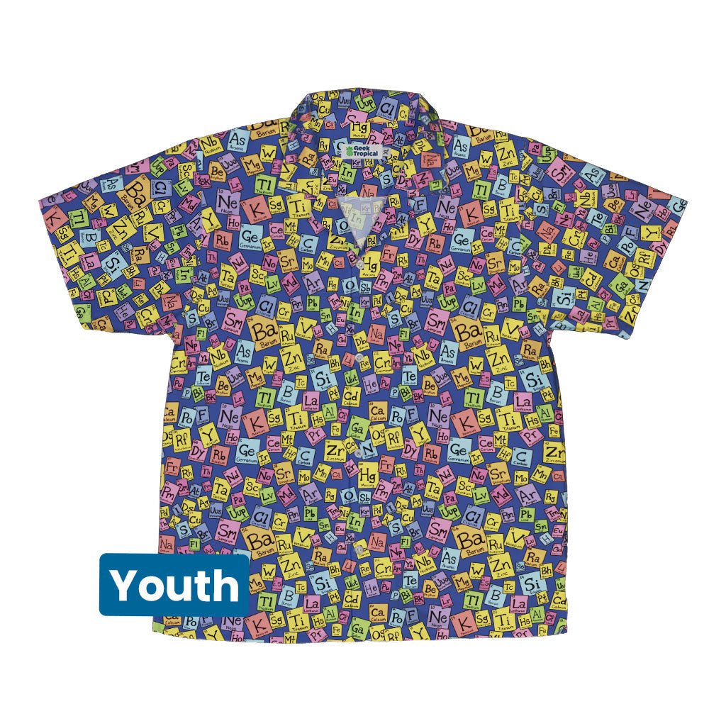Periodic Table Blue Youth Hawaiian Shirt Geek Nerd Design by Julie Kitzes q225 science print