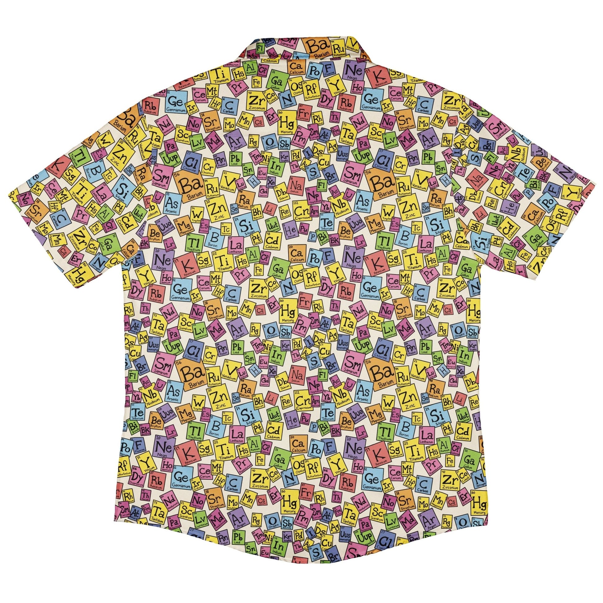 Periodic Table Tan Button Up Shirt Geek Nerd adult sizing Design by Julie Kitzes q225