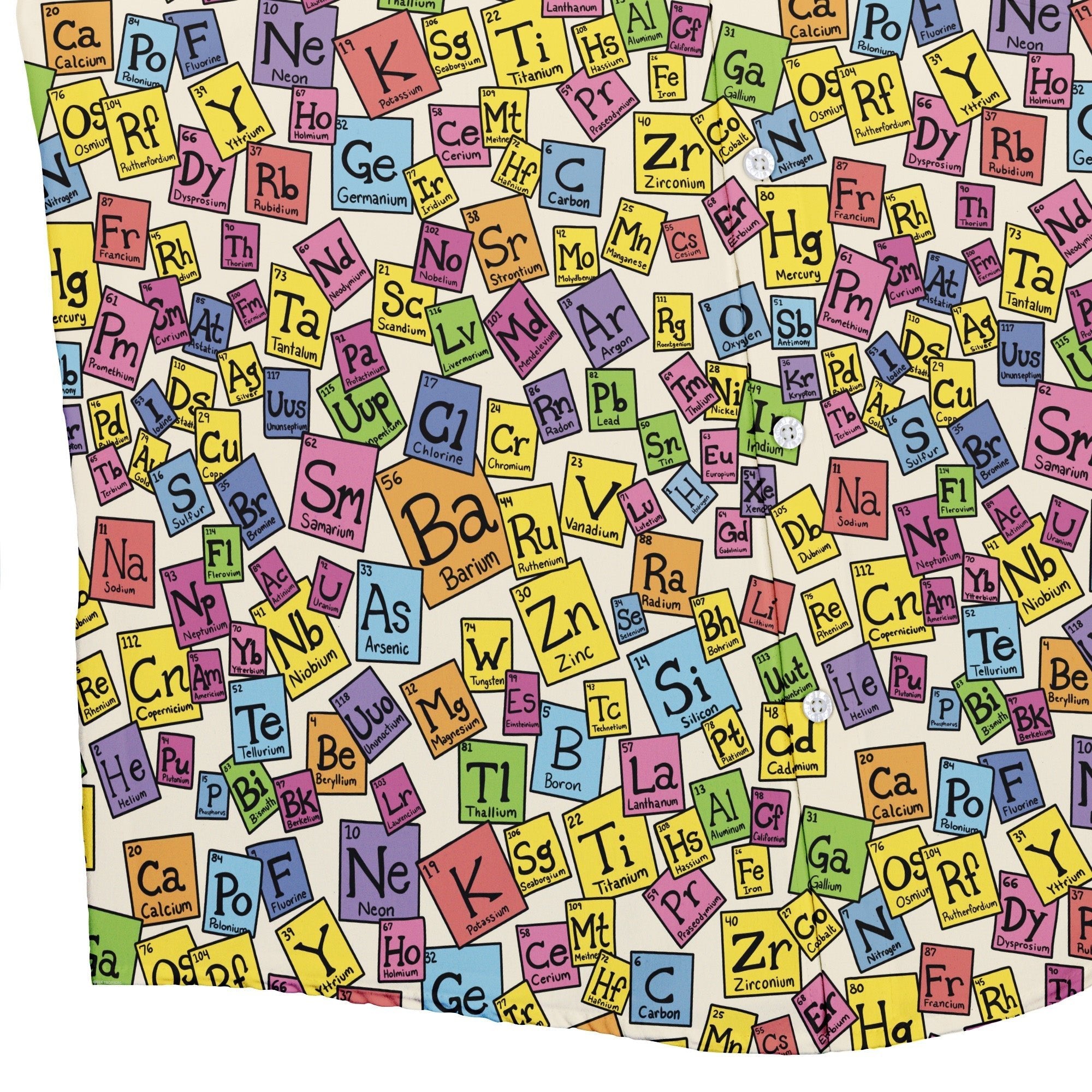 Periodic Table Tan Button Up Shirt Geek Nerd adult sizing Design by Julie Kitzes q225