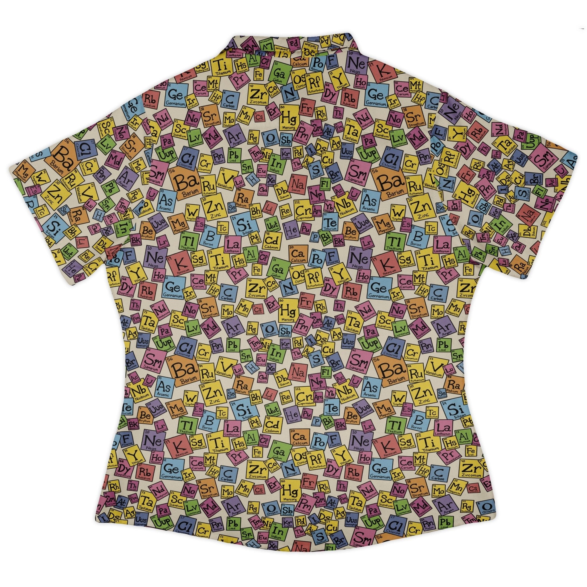 Periodic Table Tan Curvy Button Up Shirt Geek Nerd Design by Julie Kitzes q225 science print