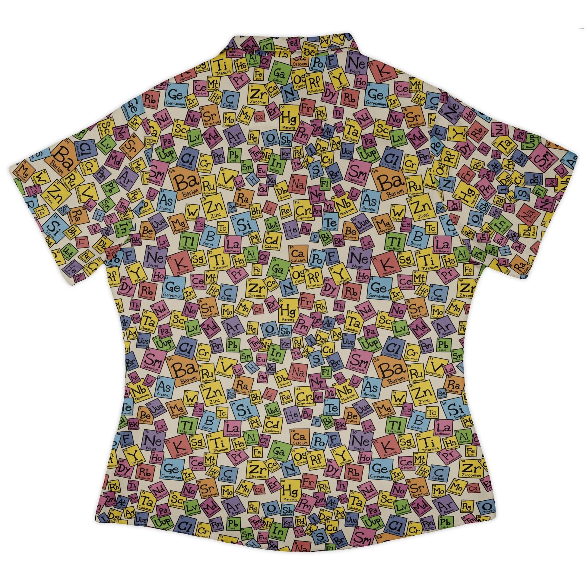 Periodic Table Tan Curvy Button Up Shirt Geek Nerd Design by Julie Kitzes q225 science print