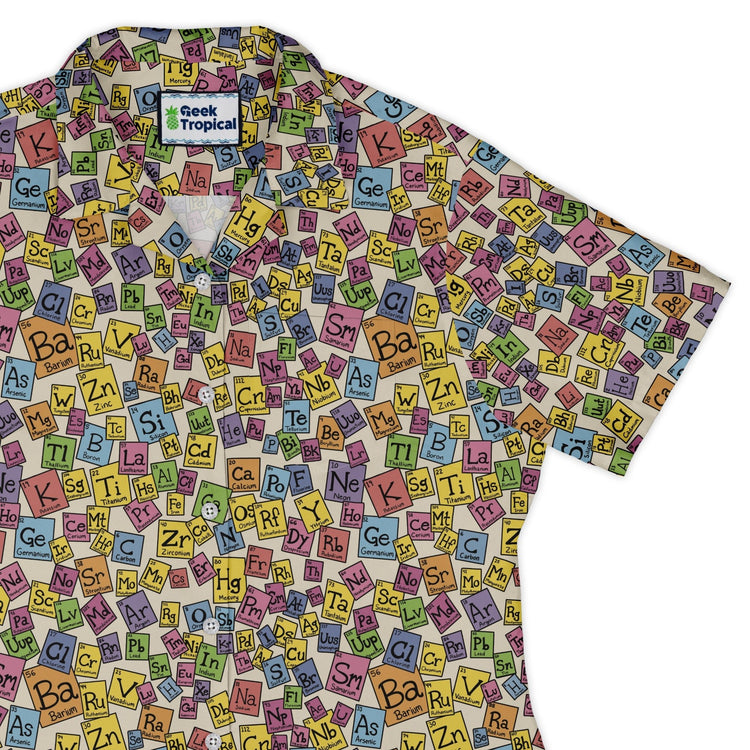 Periodic Table Tan Curvy Button Up Shirt Geek Nerd Design by Julie Kitzes q225 science print