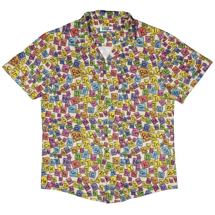 Periodic Table Tan Button Up Shirt Geek Nerd adult sizing Design by Julie Kitzes q225