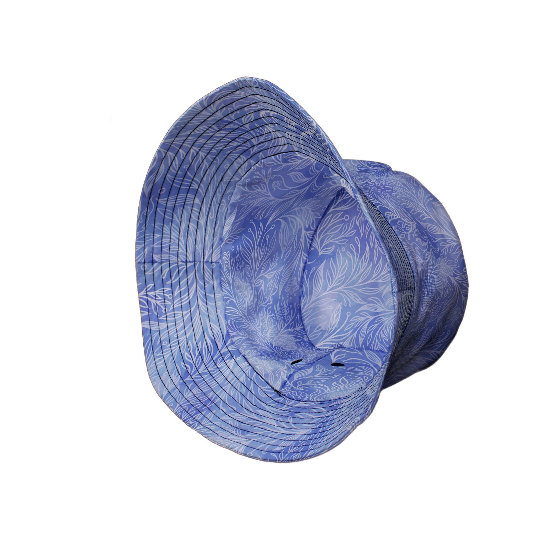 Periwinkle Batik Leaves Bucket Hat Side View