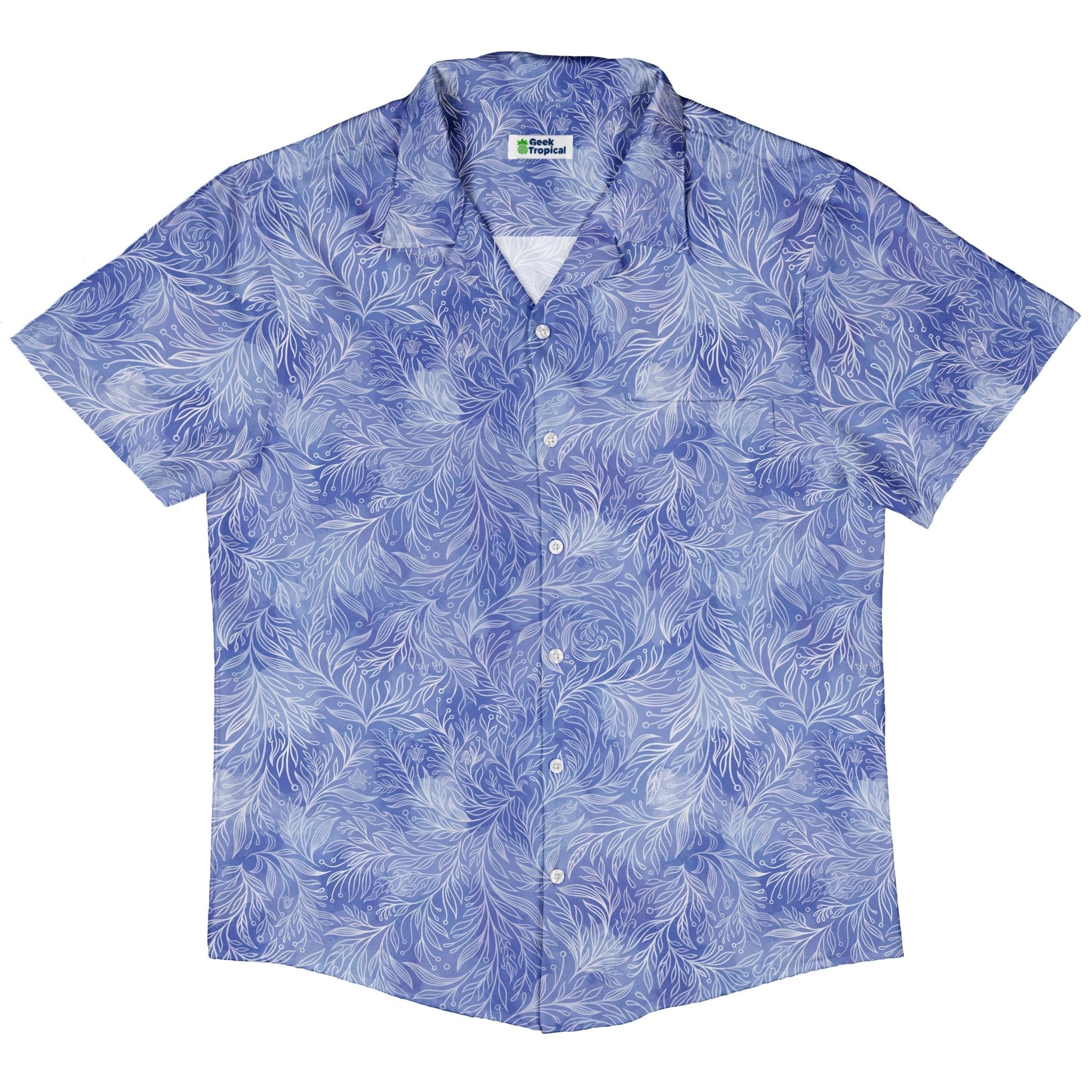 Periwinkle Batik Leaves Button Up Shirt 5