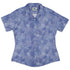 Periwinkle Batik Leaves Curvy Button Up Shirt womens front
