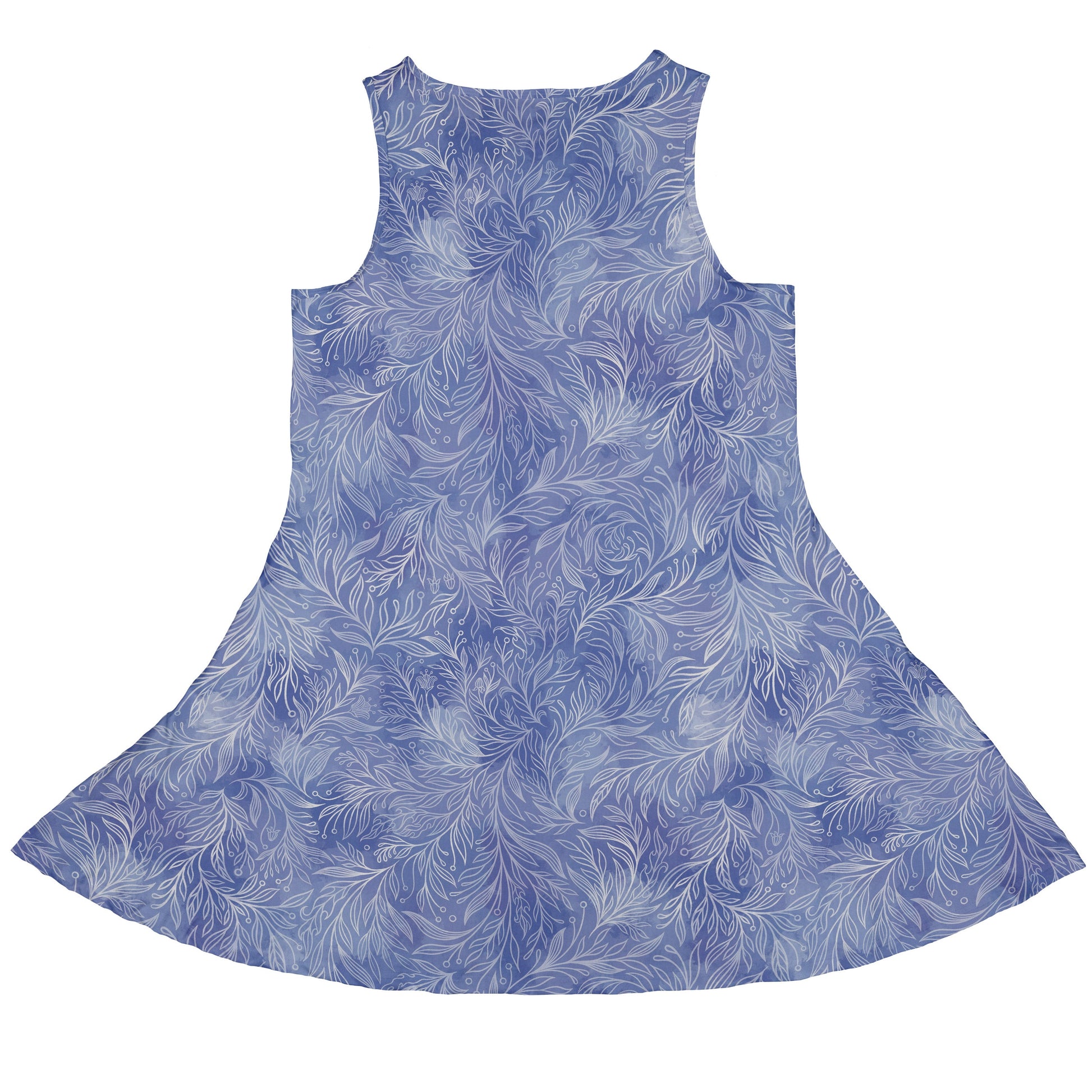 Periwinkle Batik Leaves Sleeveless Dress back