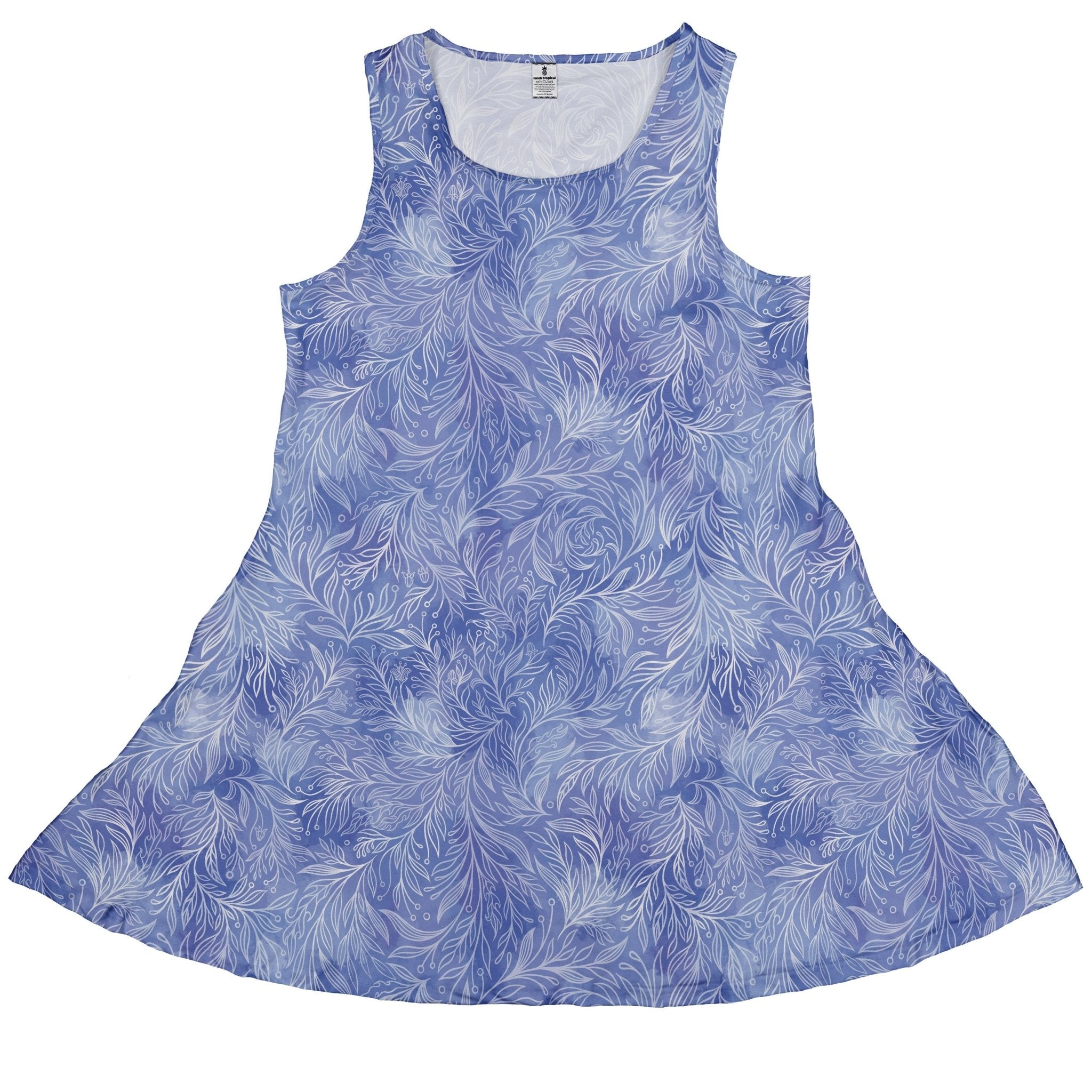 Periwinkle Batik Leaves Sleeveless Dress 1