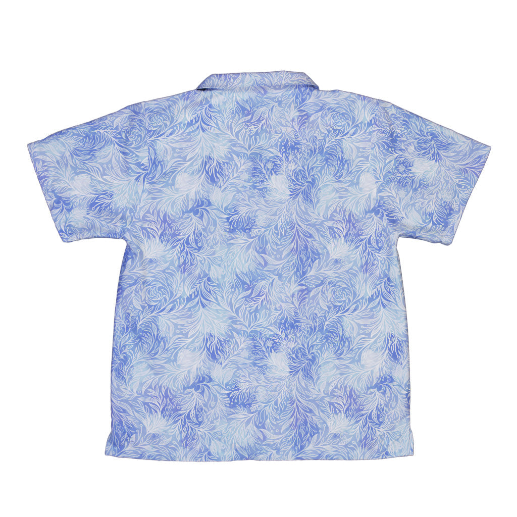 Periwinkle Batik Leaves Youth Hawaiian Shirt Back