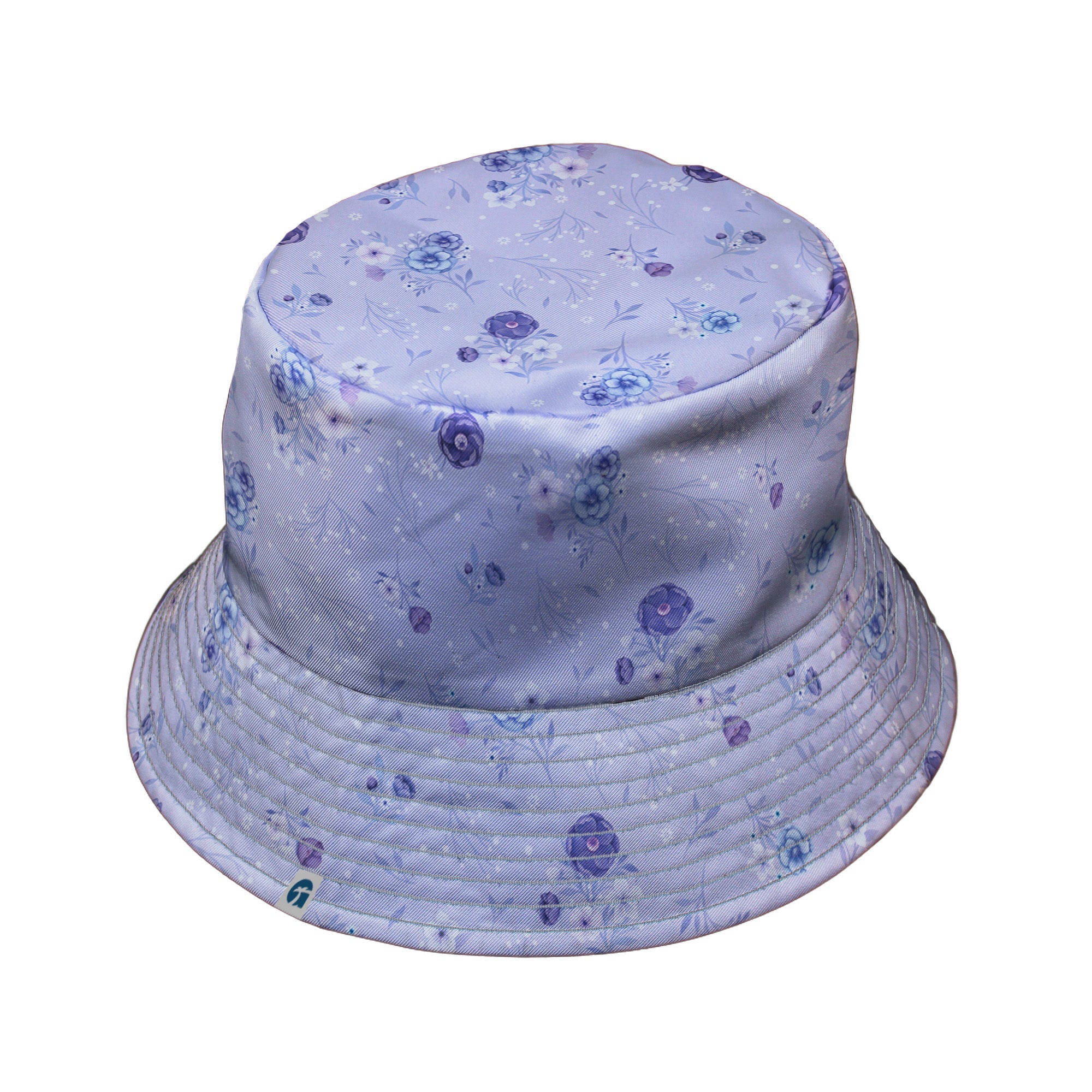 Periwinkle Rose Garden Bucket Hat Gray Stitching