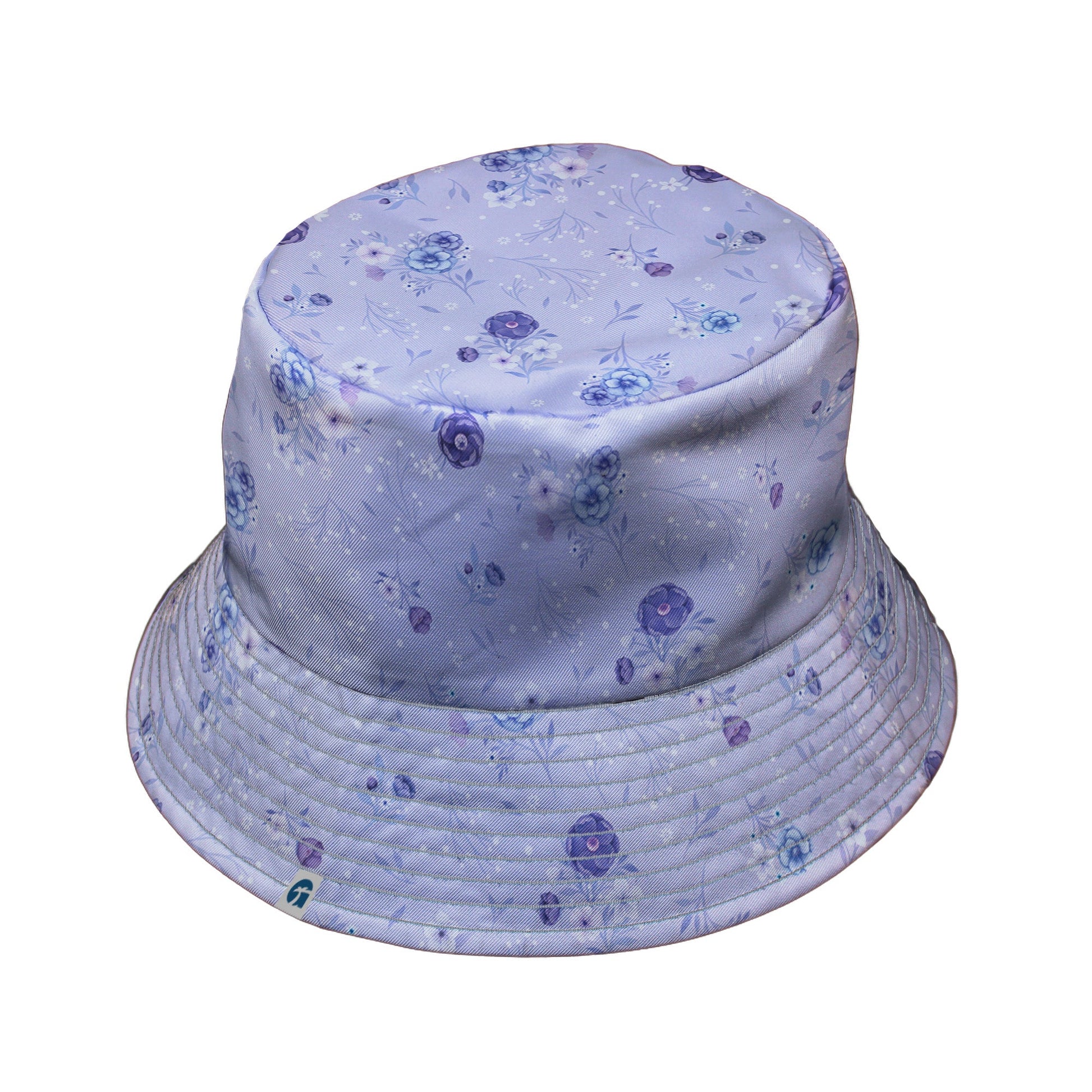 Periwinkle Rose Garden Bucket Hat Gray Stitching