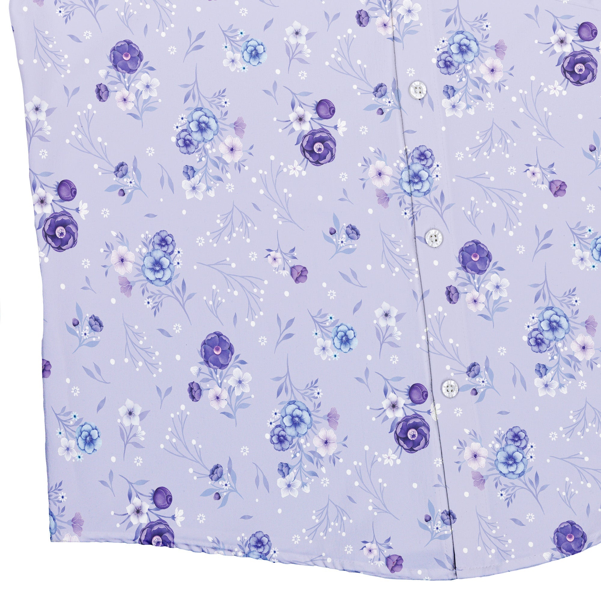 Periwinkle Rose Garden Button Up Shirt Bottom Corner