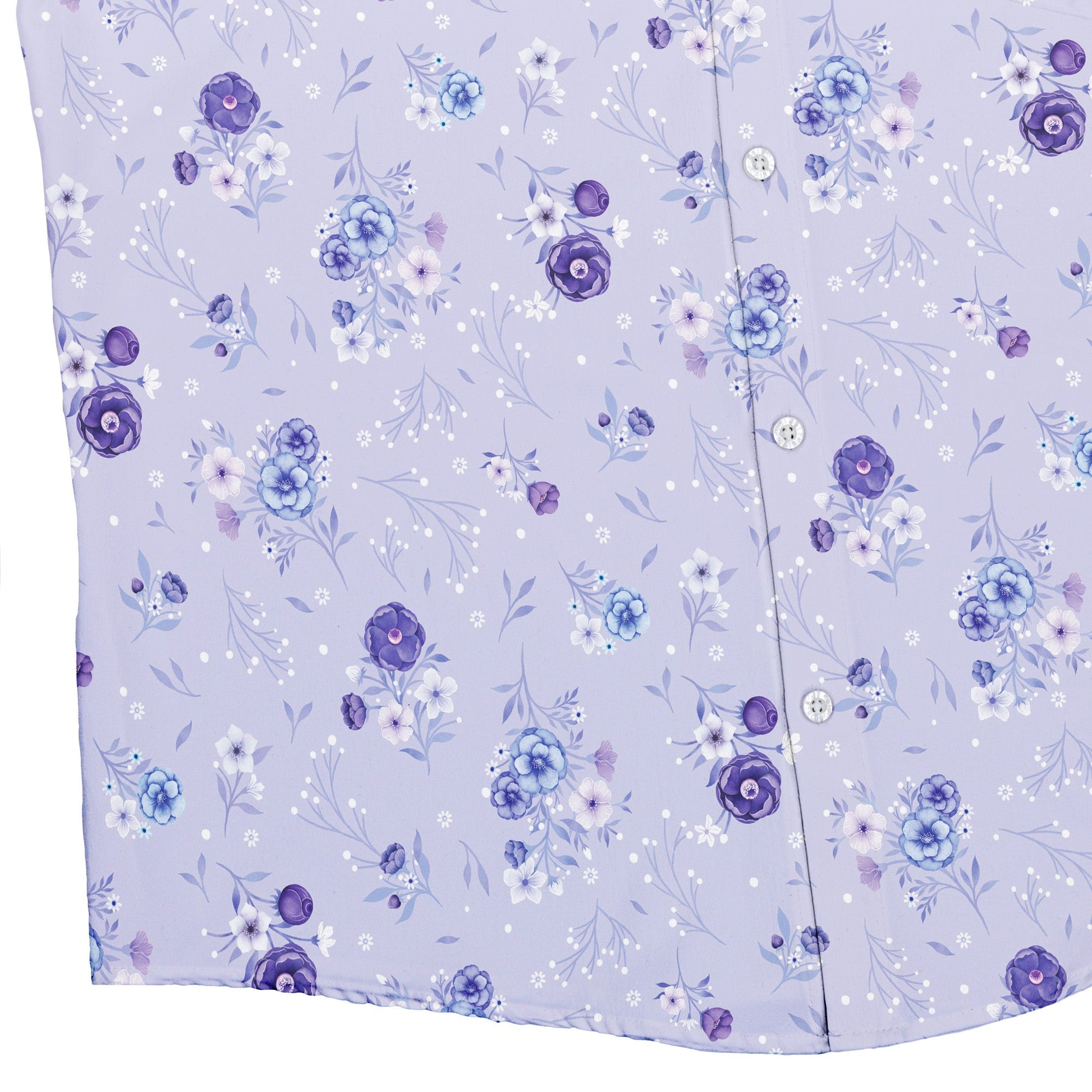 Periwinkle Rose Garden Button Up Shirt Bottom Corner