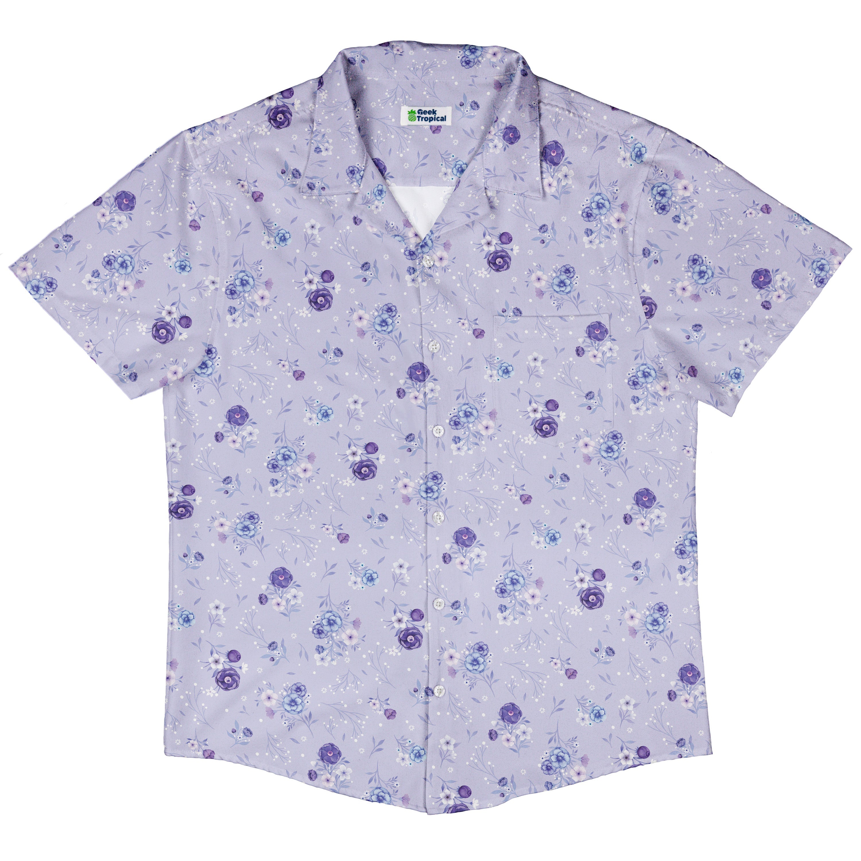 Periwinkle Rose Garden Button Up Shirt Hawaiian Front