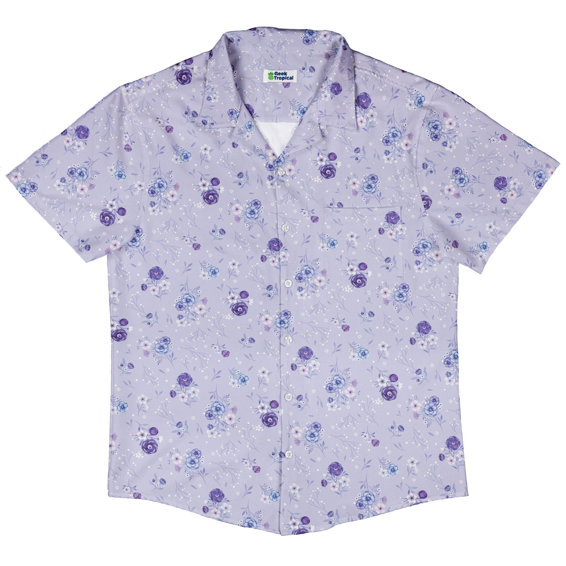 Periwinkle Rose Garden Button Up Shirt Hawaiian Front