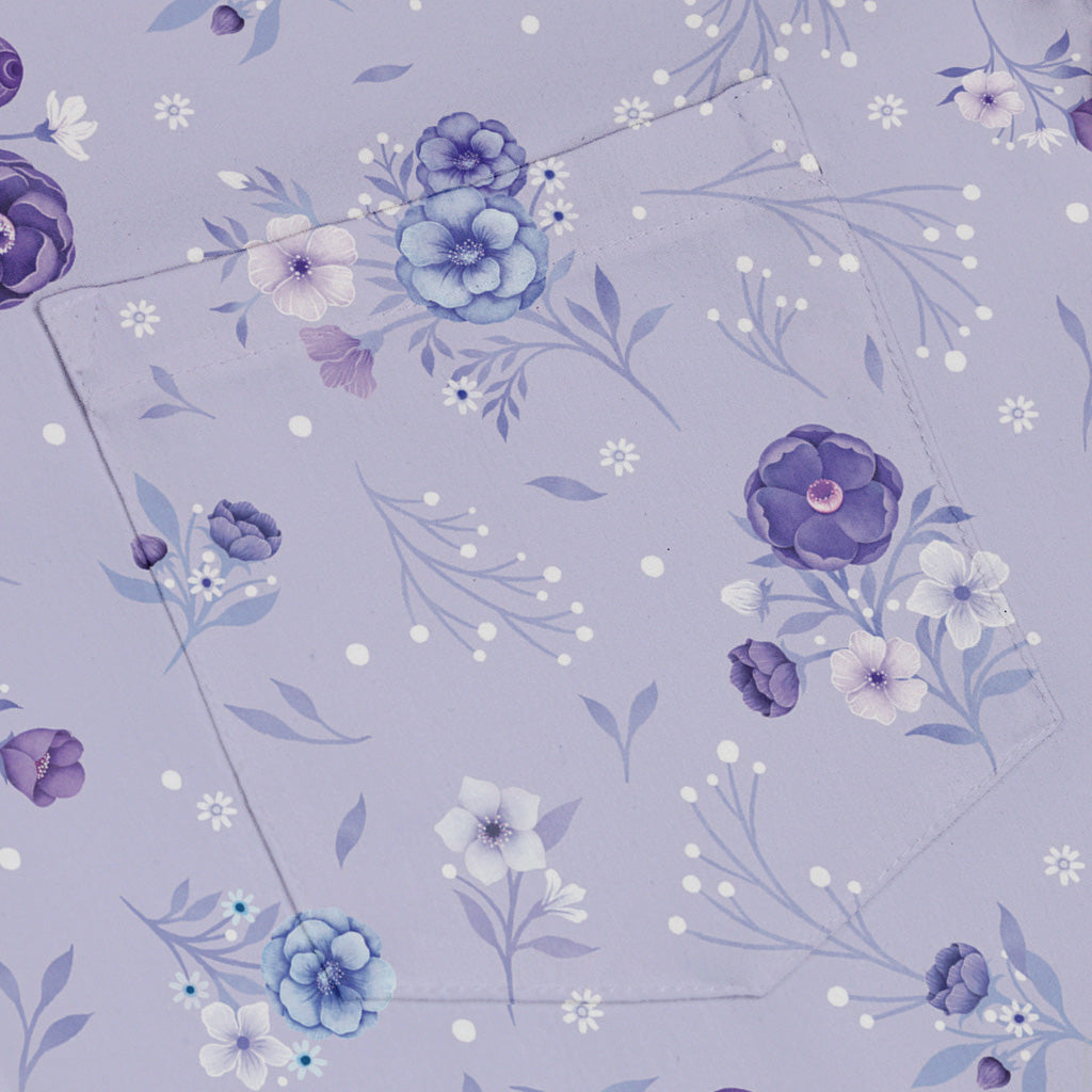 Periwinkle Rose Garden Button Up Shirt Pocket