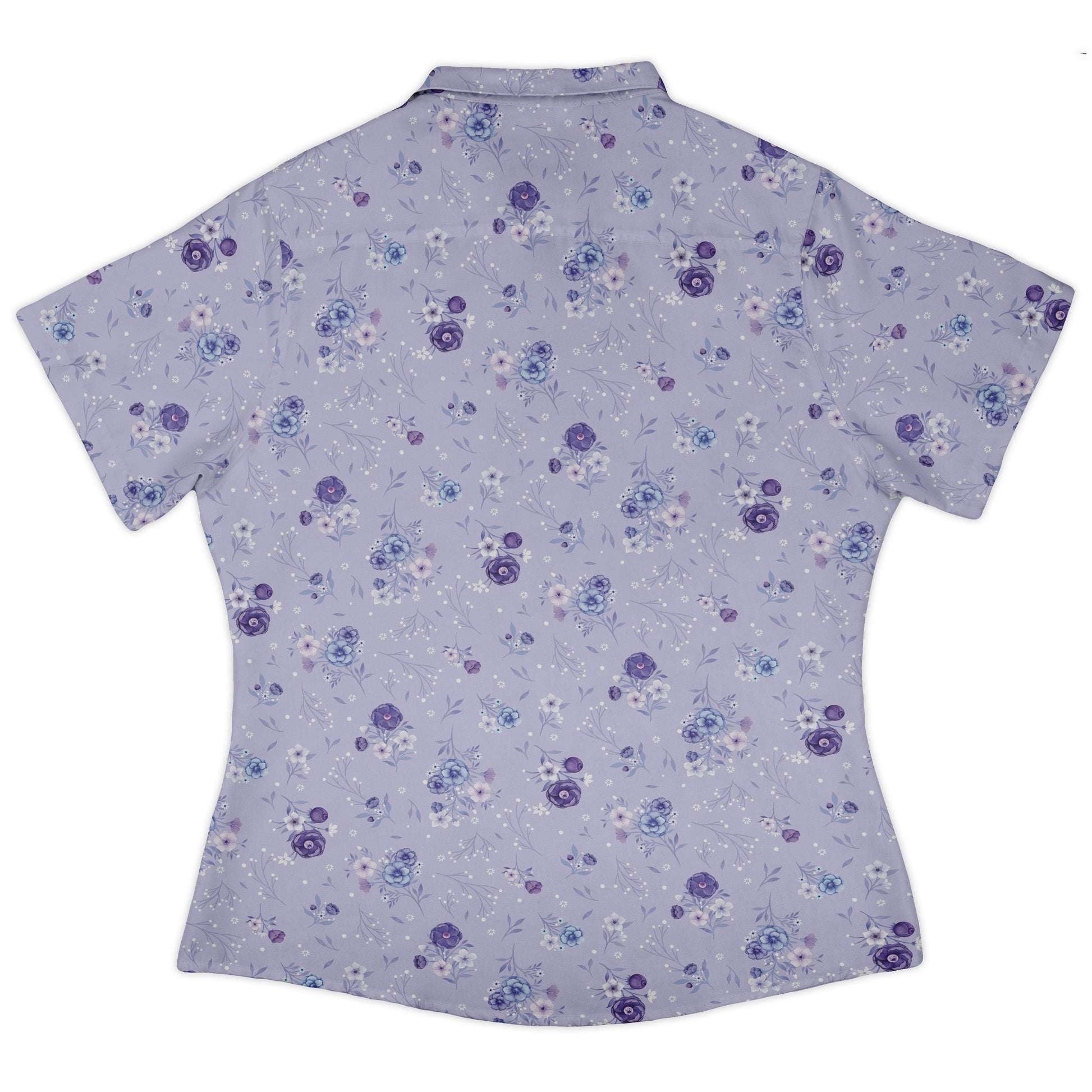 Periwinkle Rose Garden Curvy Button Up Shirt womens back