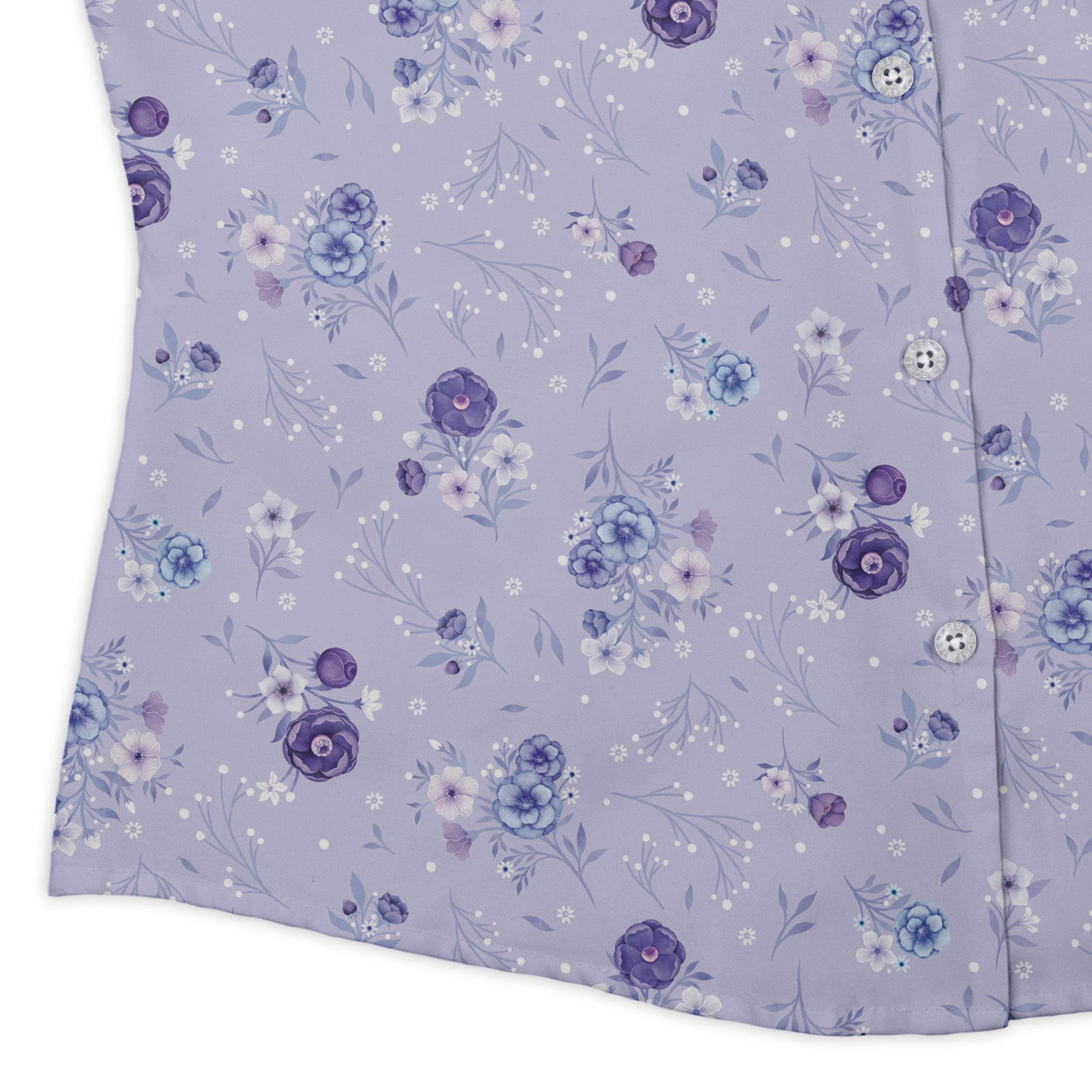 Periwinkle Rose Garden Curvy Button Up Shirt womens corner