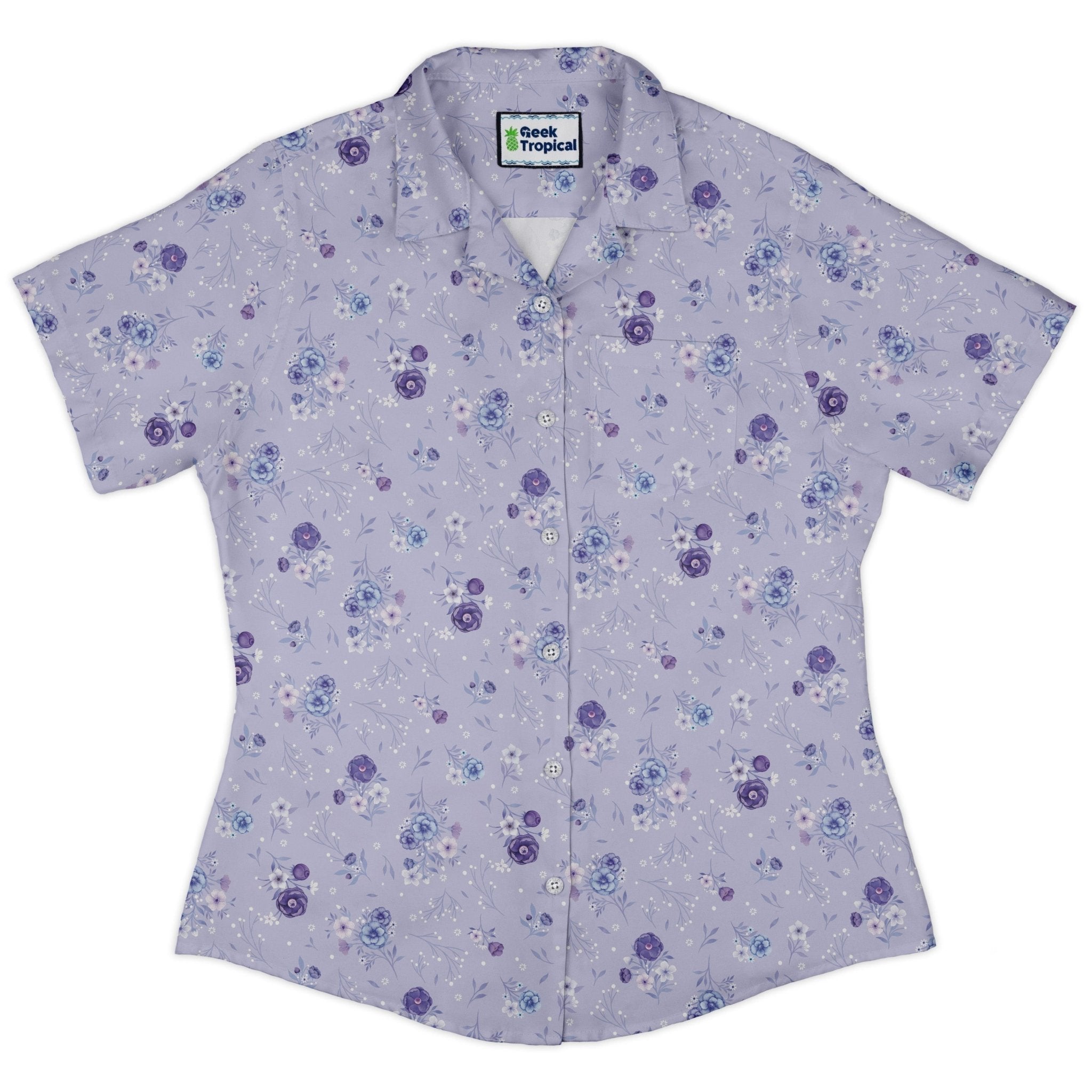 Periwinkle Rose Garden Curvy Button Up Shirt 2
