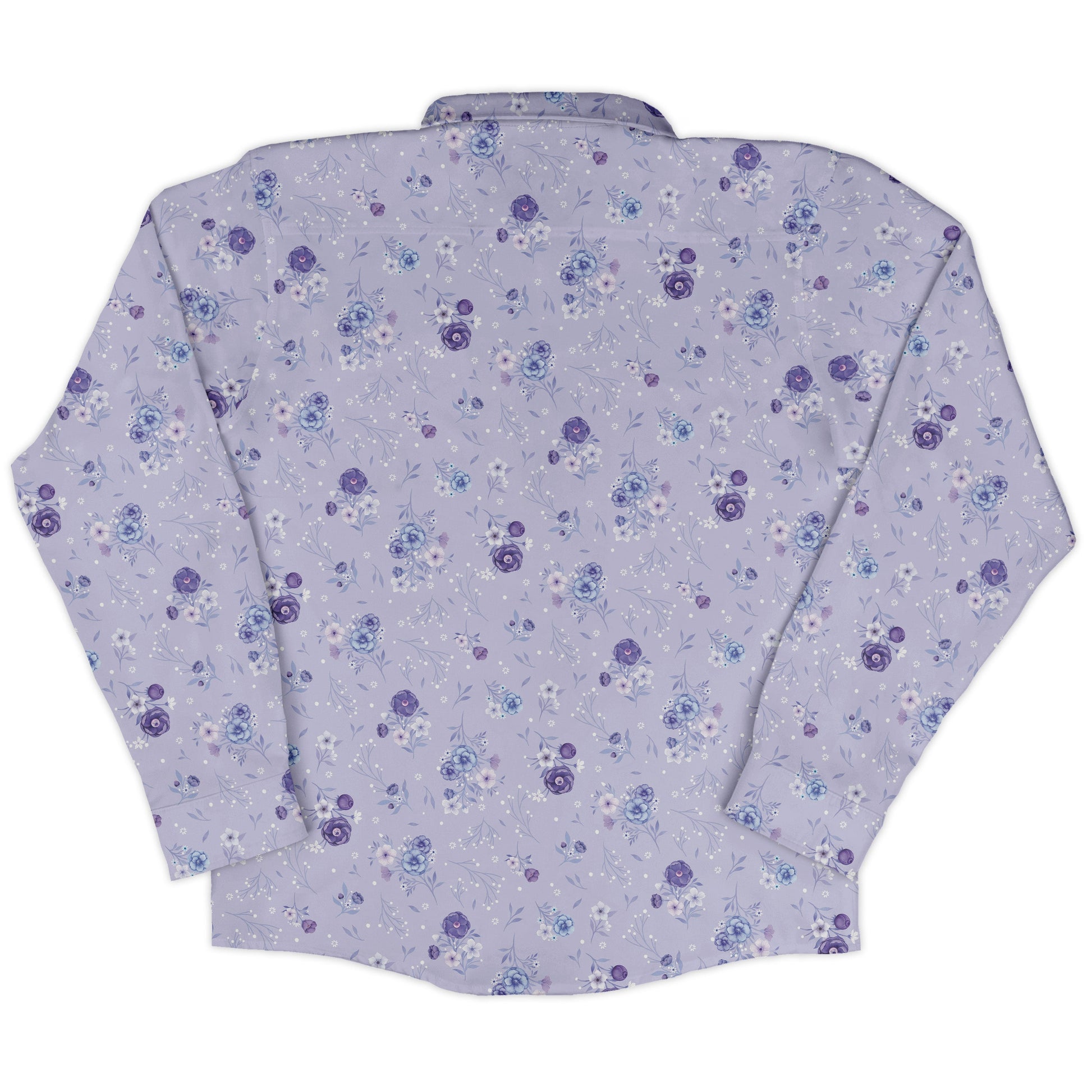 Periwinkle Rose Garden Long Sleeve Button Up Shirt back